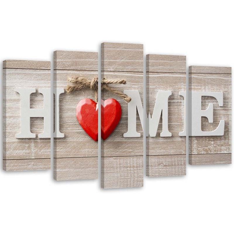 5-delt lærredsprint, Home Sweet Home Beige