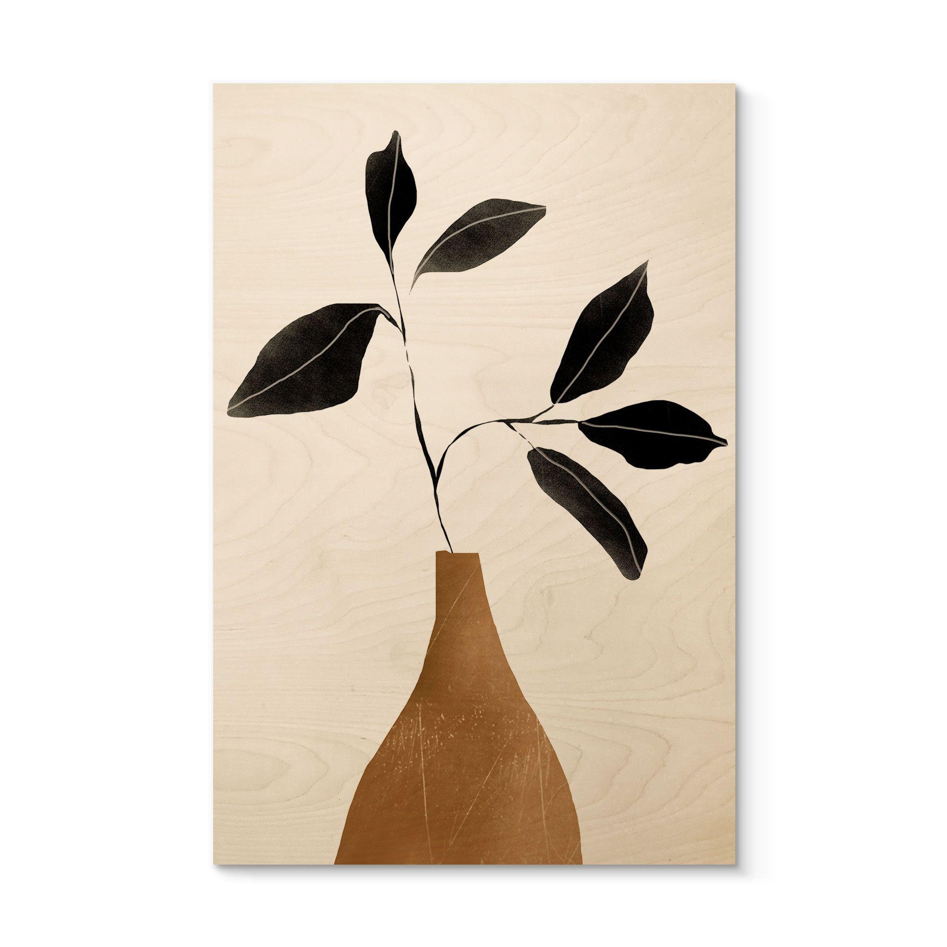 Cuadro de madera en florero dorado - ThingDesign