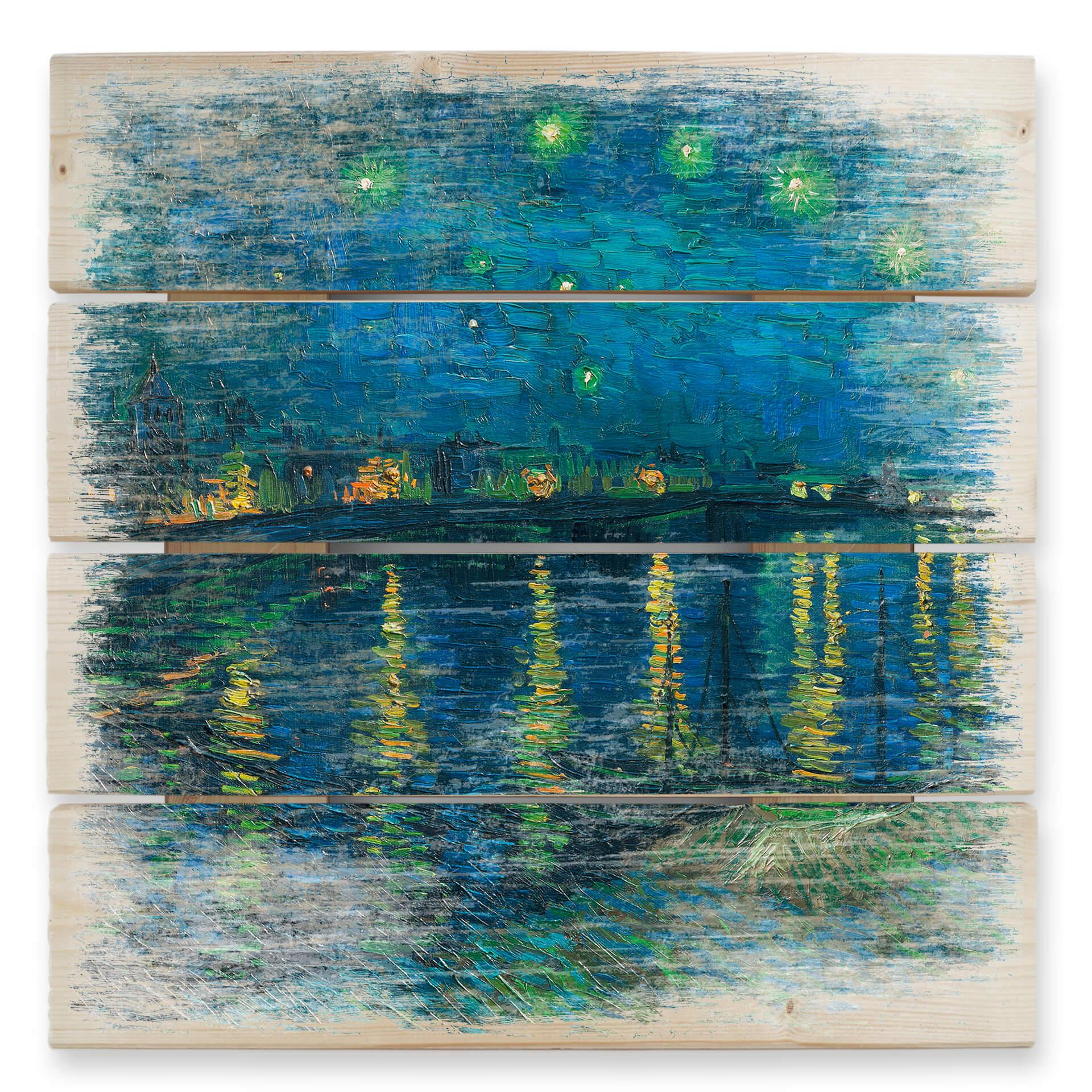 Cuadro de madera van Gogh - Noche estrellada 1888 - 40x41,5 cm