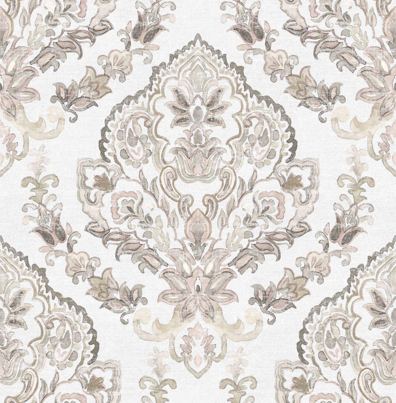 Fototapet ornament medaljonmønster i beige grå i elegant stil 2,7 x 2,65 m