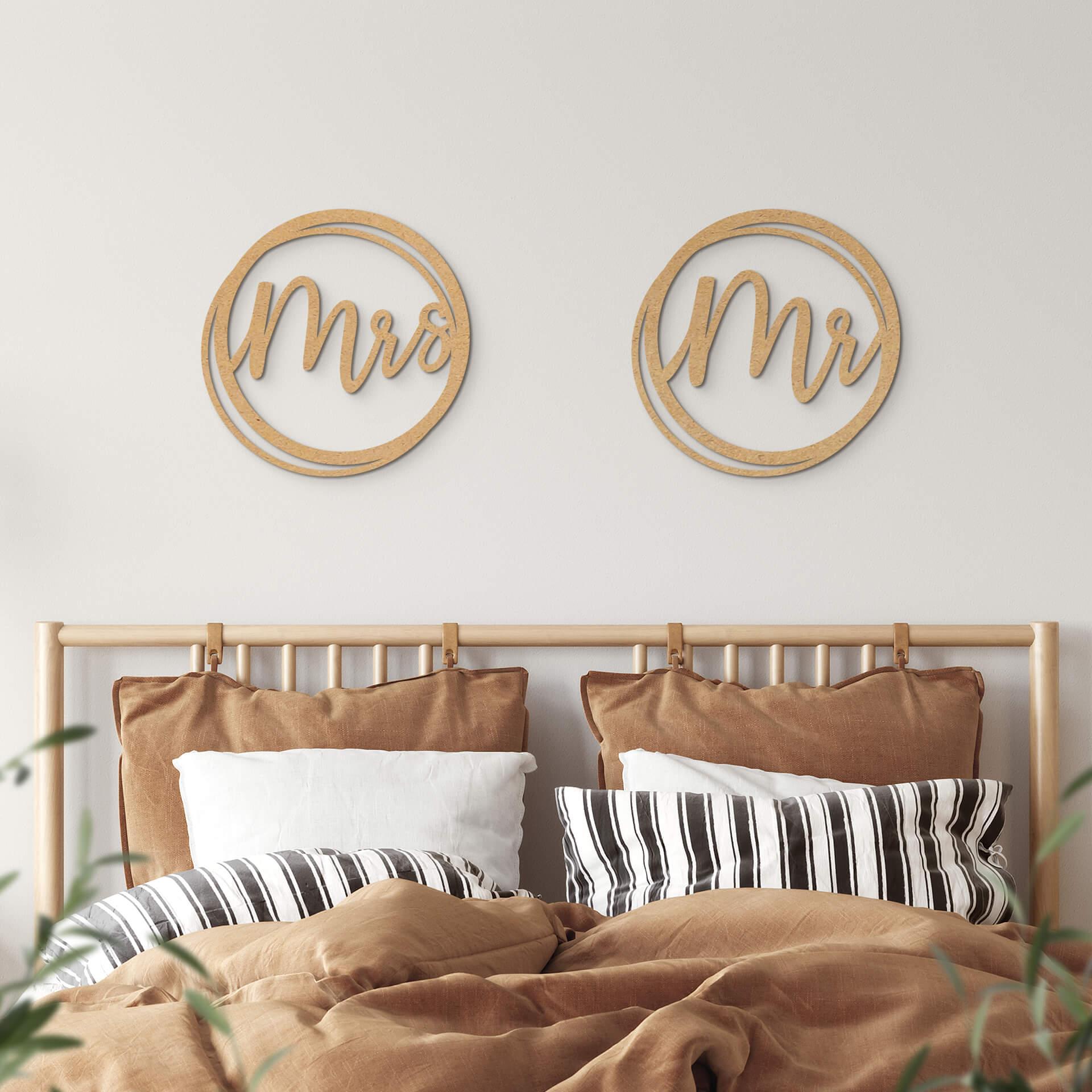Boda Sr. y Sra. letras - MDF naturaleza