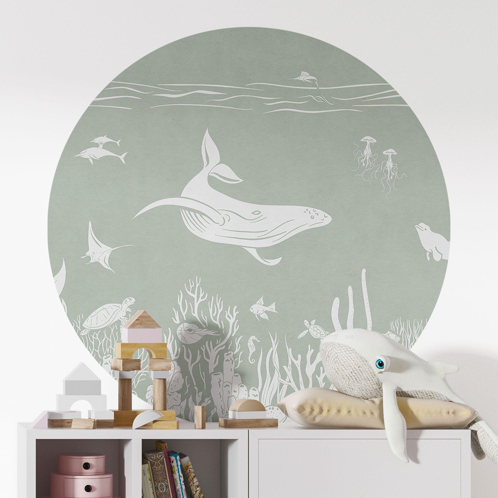 Wallsticker Koralrev og havdyr - En rejse ind i det grønne - Kikki Belle - Round