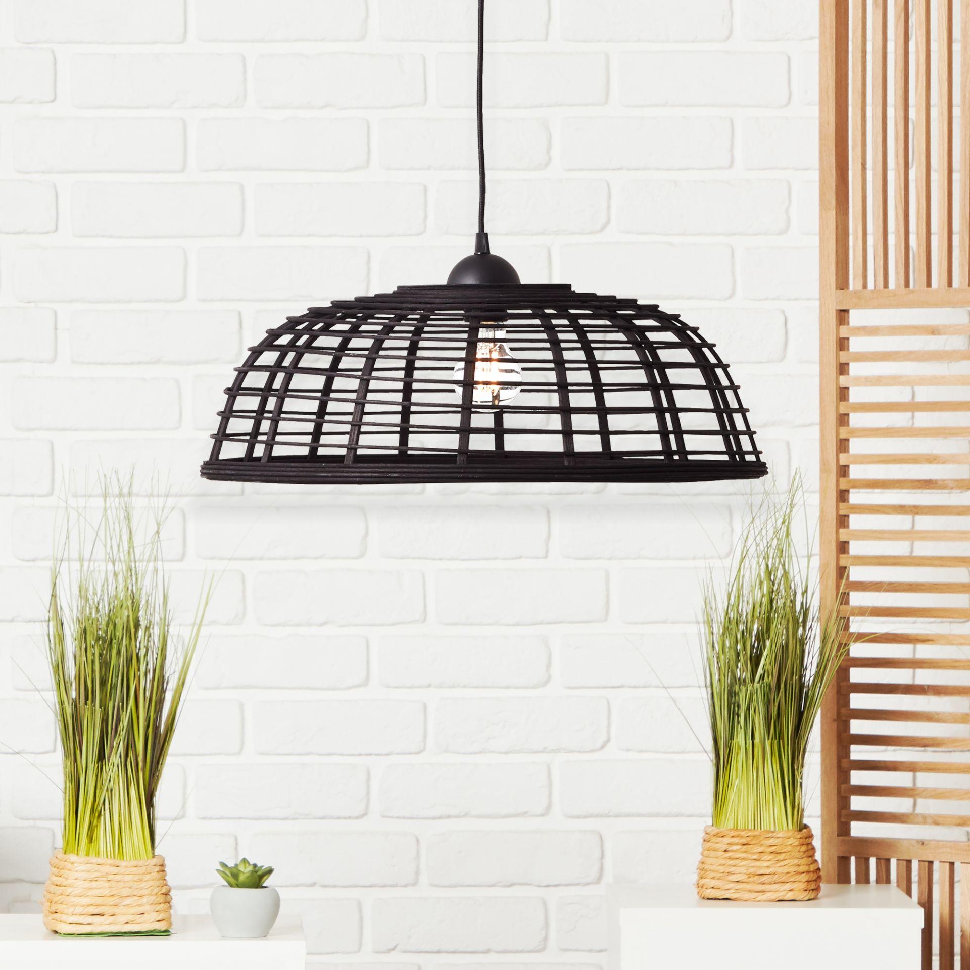 Pendelleuchte Elma, schwarz, 130 x 48 cm, Bambus Pendellampe