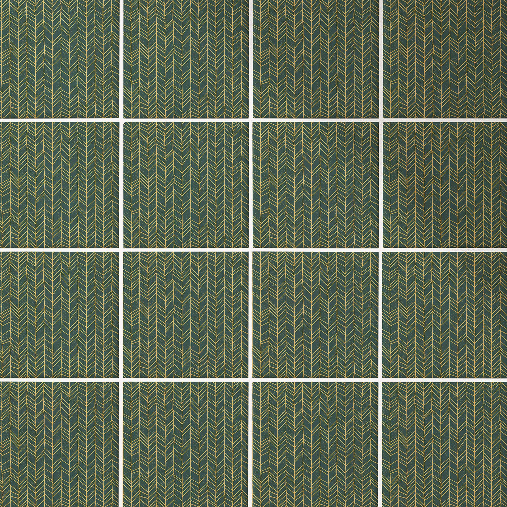Azulejos Adhesivos espiga filigrana - verde naranja - lote de 12