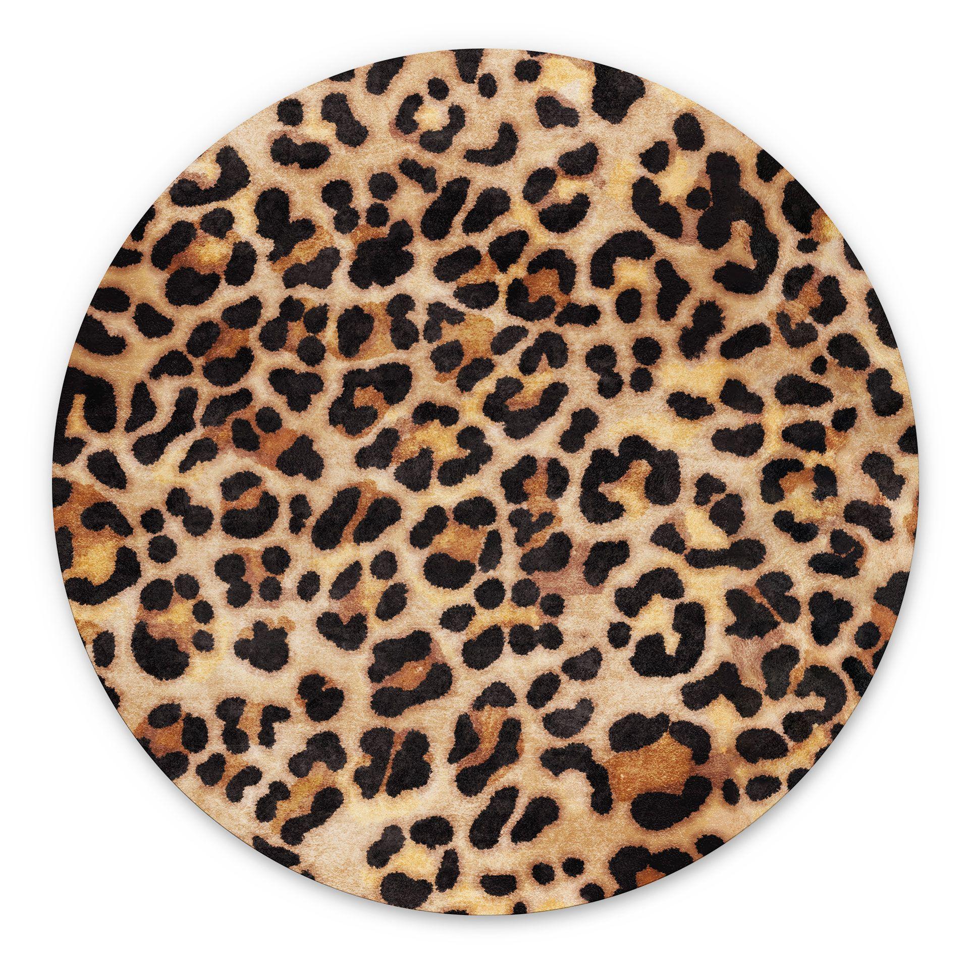Billede af vild leopard - dyreprint - Tunaboylu - rund – print på aluminium (Alu-Dibond)