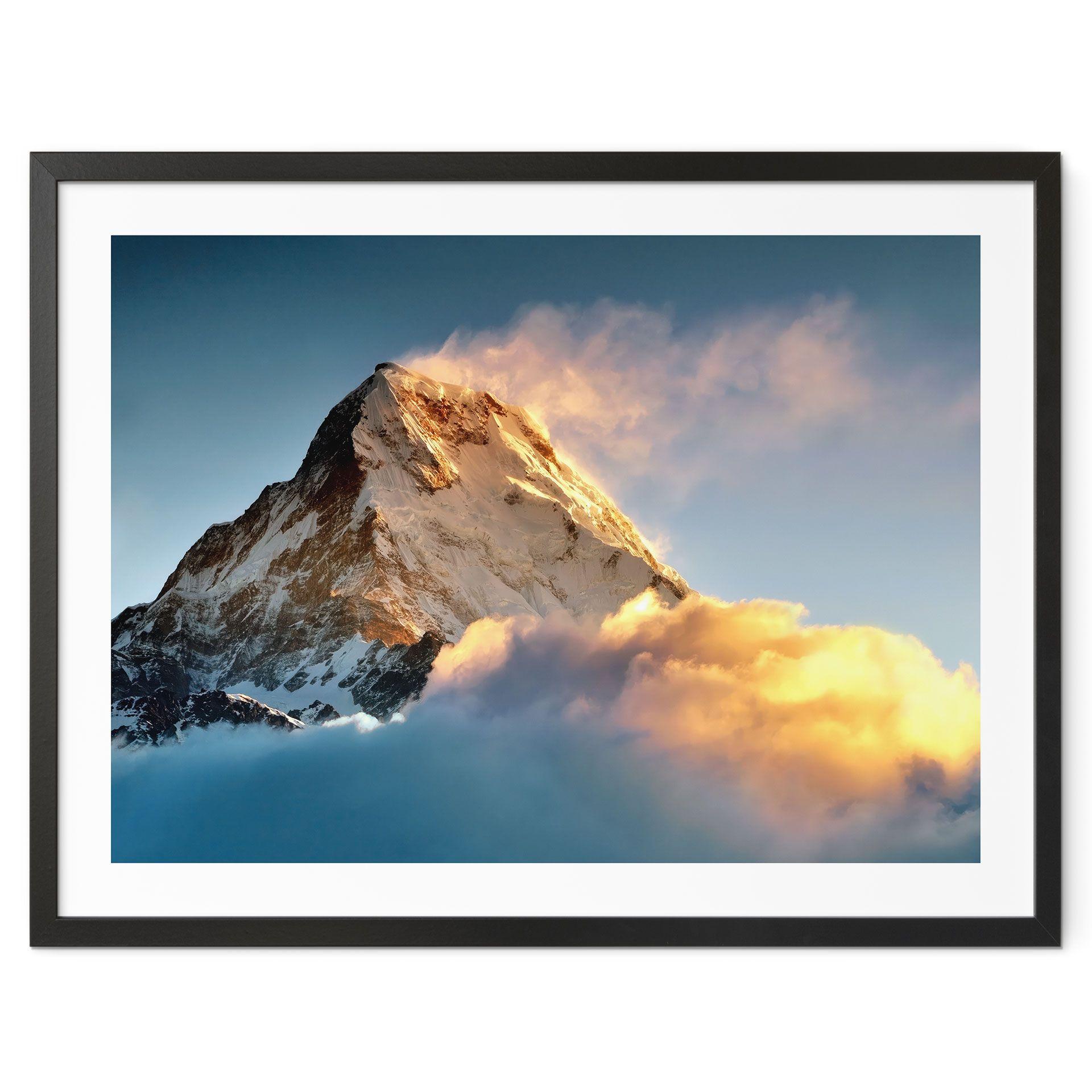 Póster Amanecer sobre la montaña nevada - Annapurna Himal