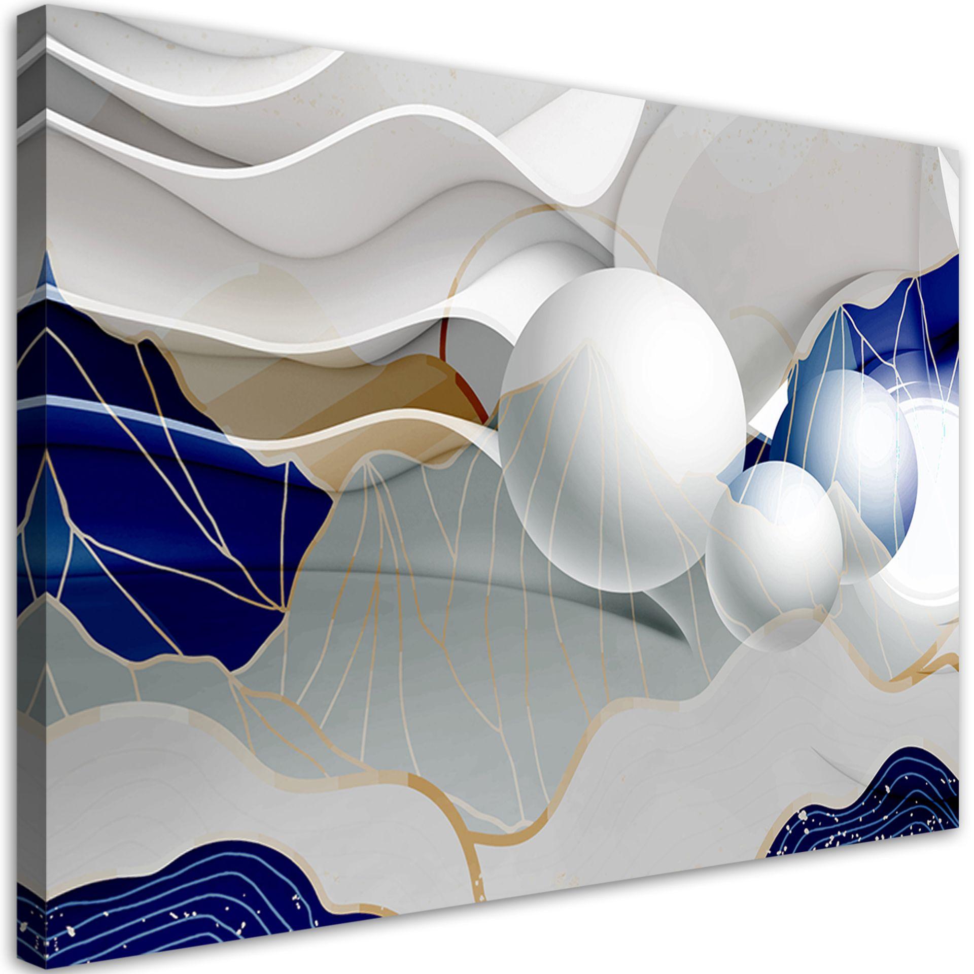 Canvasbillede, Blå sfærer 3D abstrakt