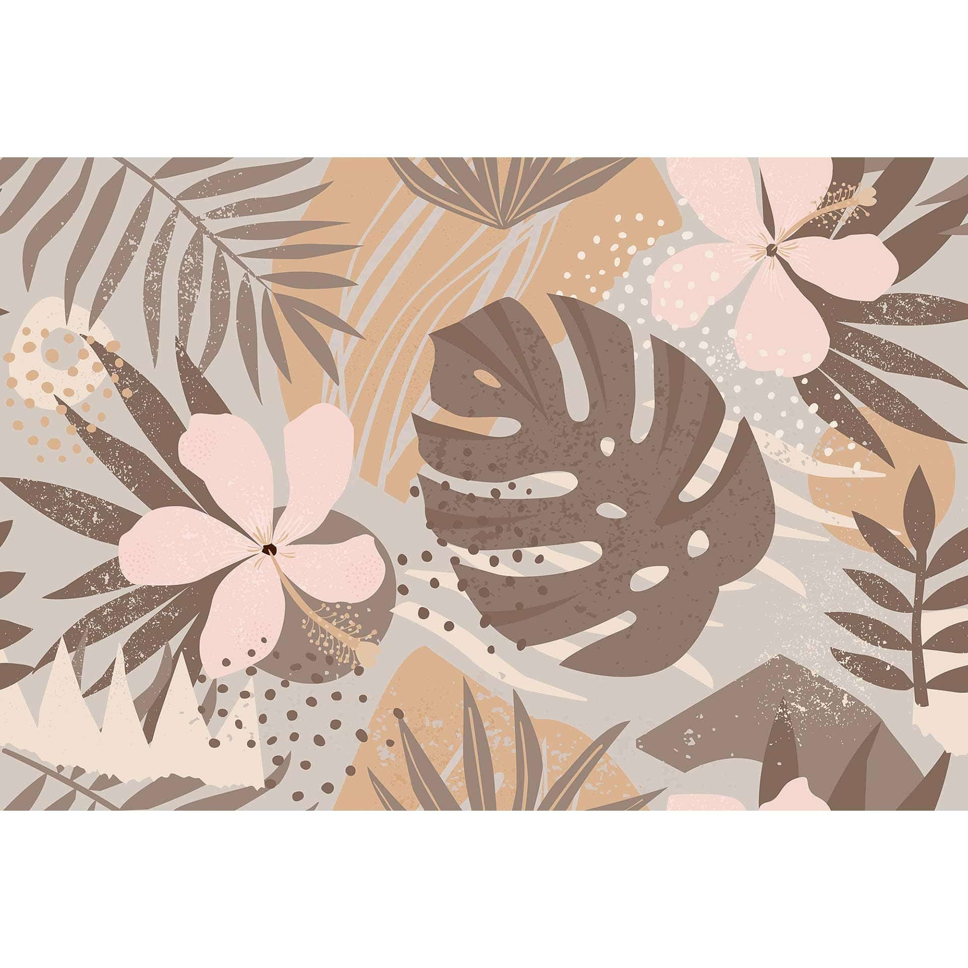 Livingwalls papier peint photo ARTist Jungle Plants avec feuilles de palmier beige, marron, rose, taupe