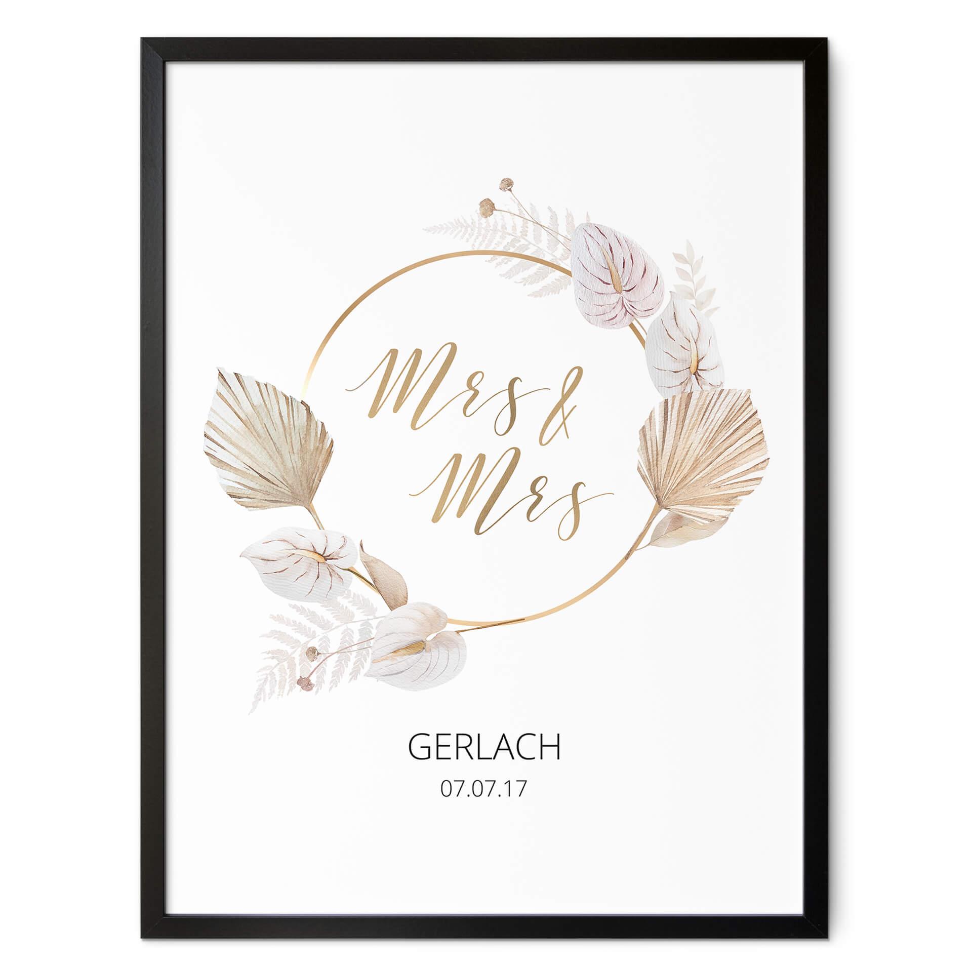 
Poster à personnaliser Mrs & Mrs - Doré