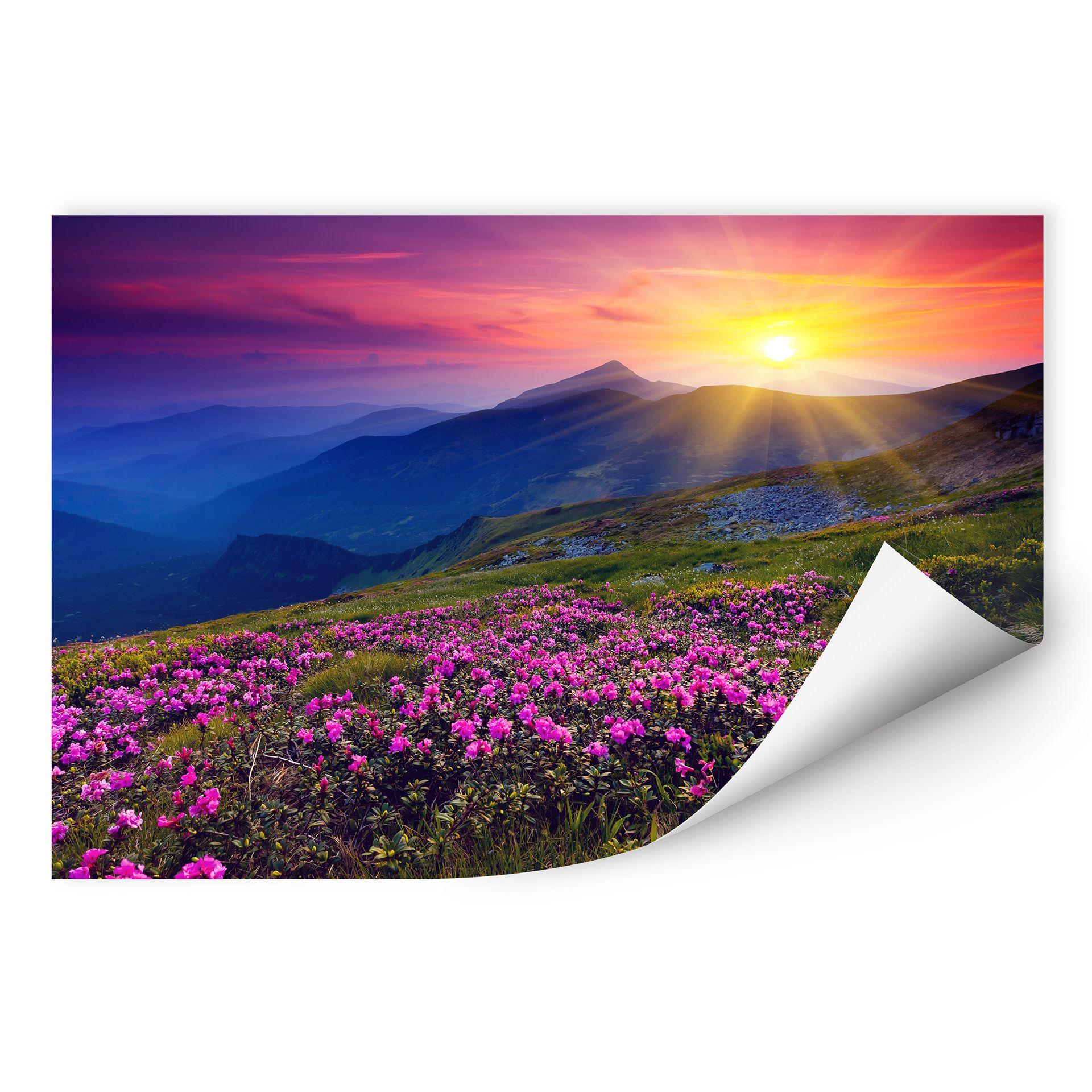 Poster autocollant - W - Coucher du Soleil en Montagne