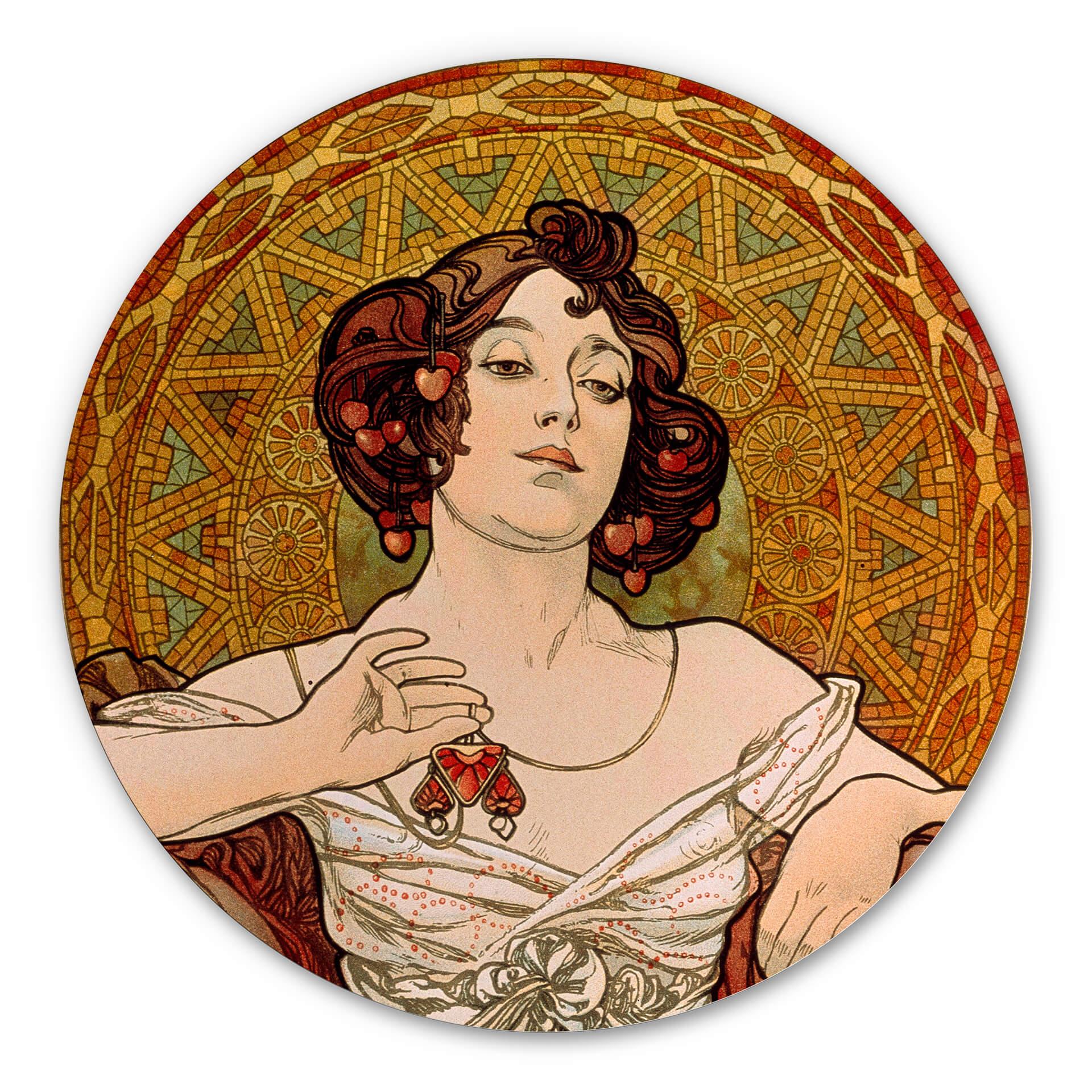 Wandcirkel Mucha - Edelsteen - Robijn