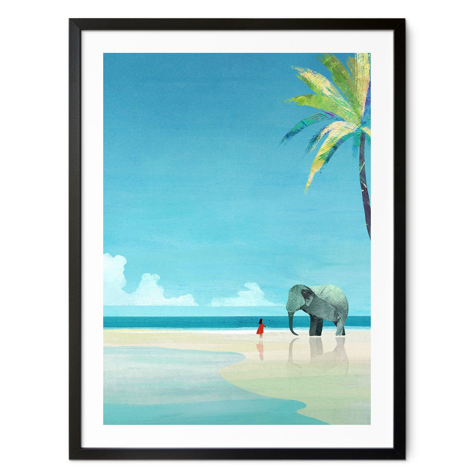 Póster Playa de los Elefantes en la India - Ríos