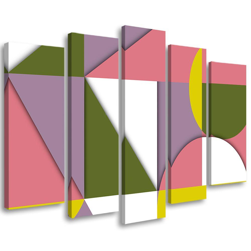 Lærredstryk 5 stykker, geometriske abstraktionsformer