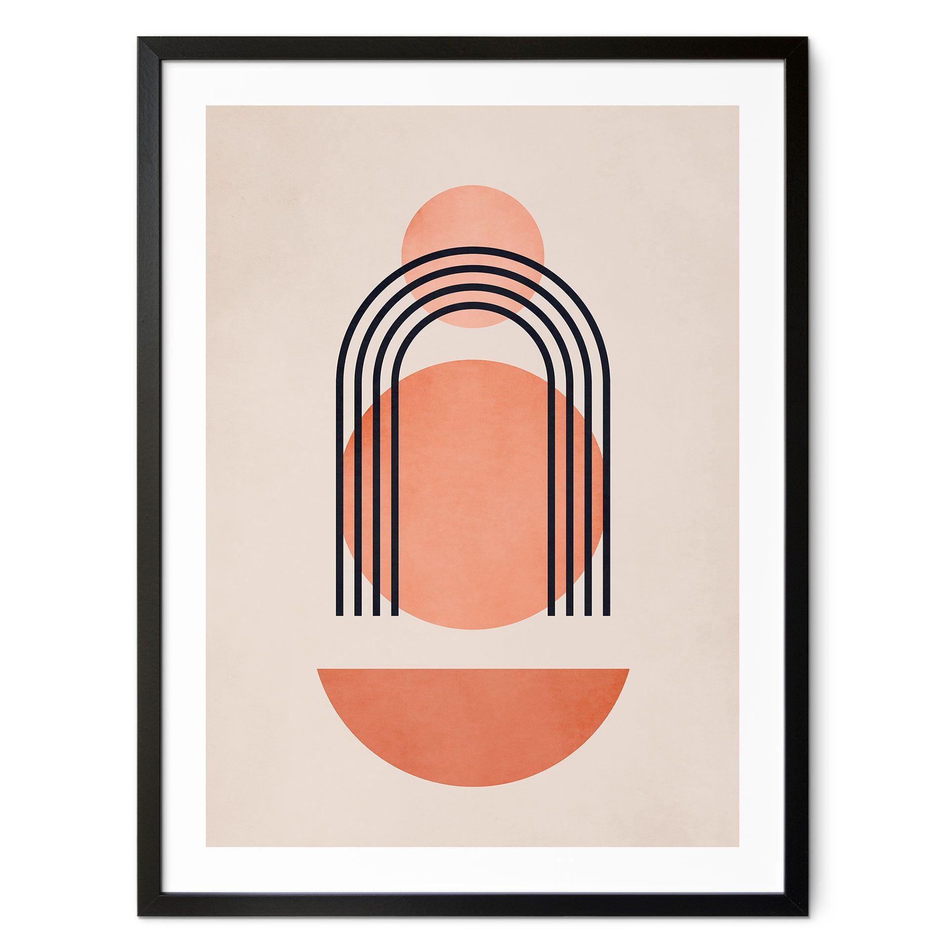 Plakat Abstrakt geometri i ferskenfarver - Kubistika