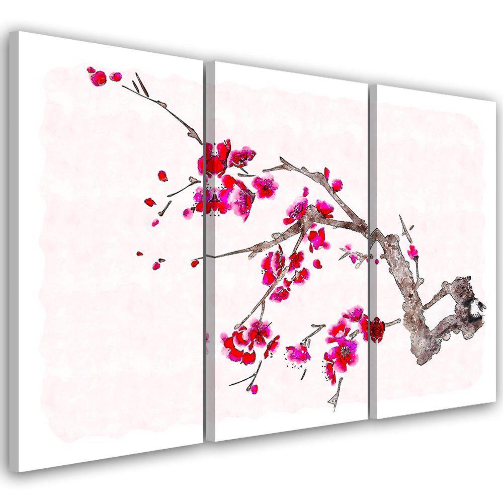 3-delt lærredstryk Cherry Blossom Japan Nature