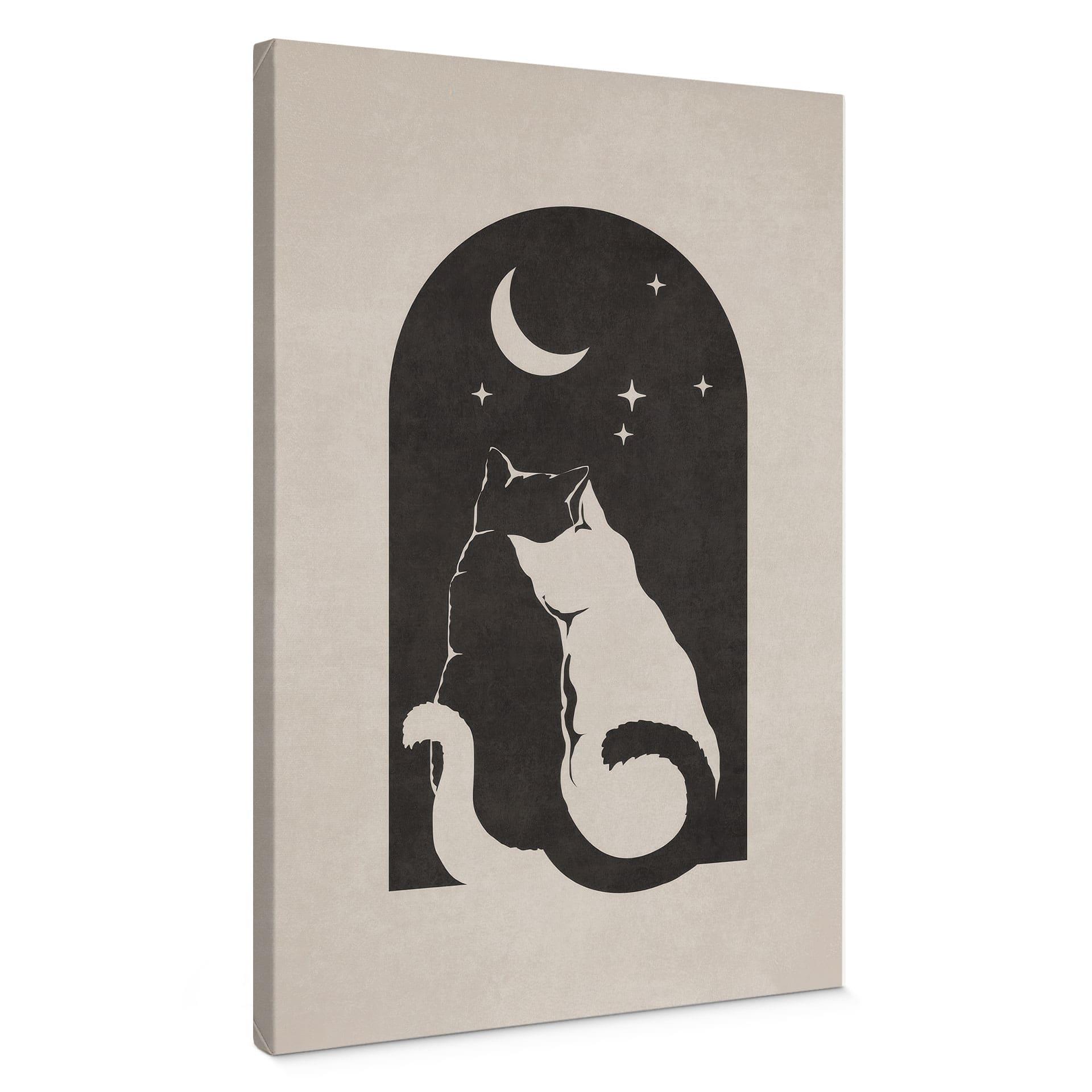 Lienzo Dos gatos a la luz de la luna - Tunaboylu