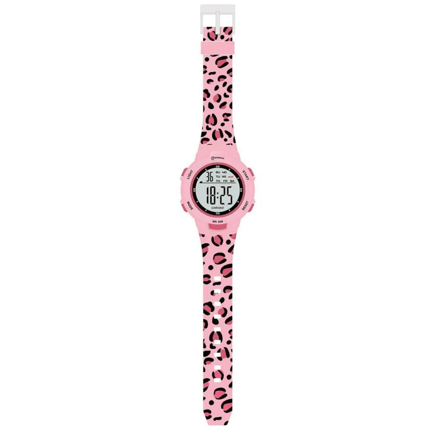 Sport Armbanduhr | Digitale Uhr für Kinder und Jugendliche | Pink Gepardmuster