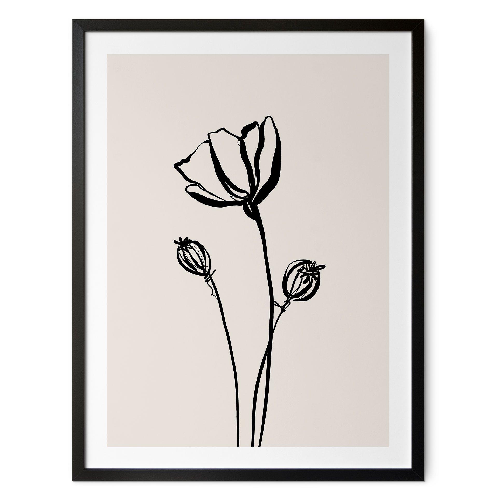 Póster Line Art Poppy - Gatos y puntos