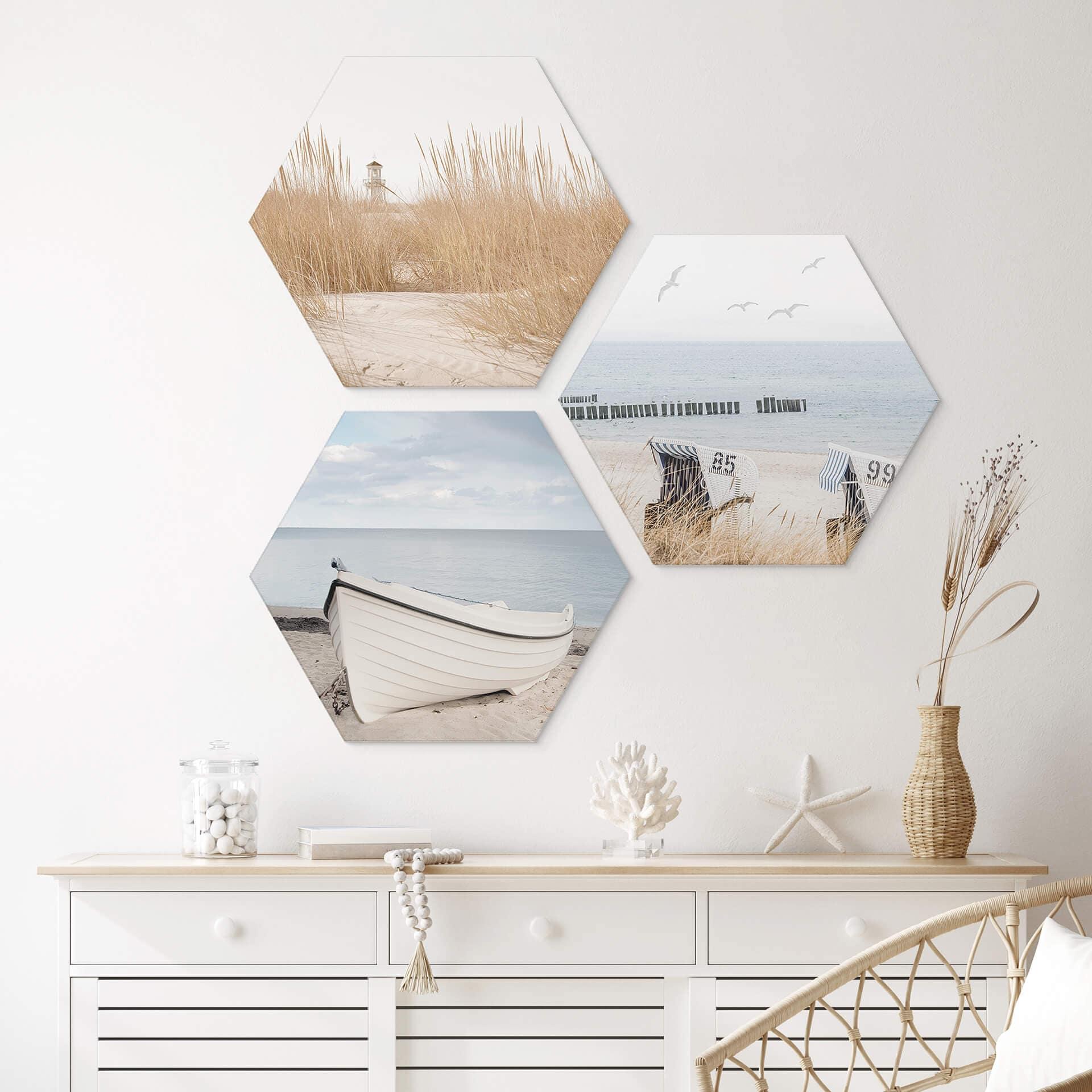 Hexagon Dibond Salty Sea Air-sæt (3 dele)