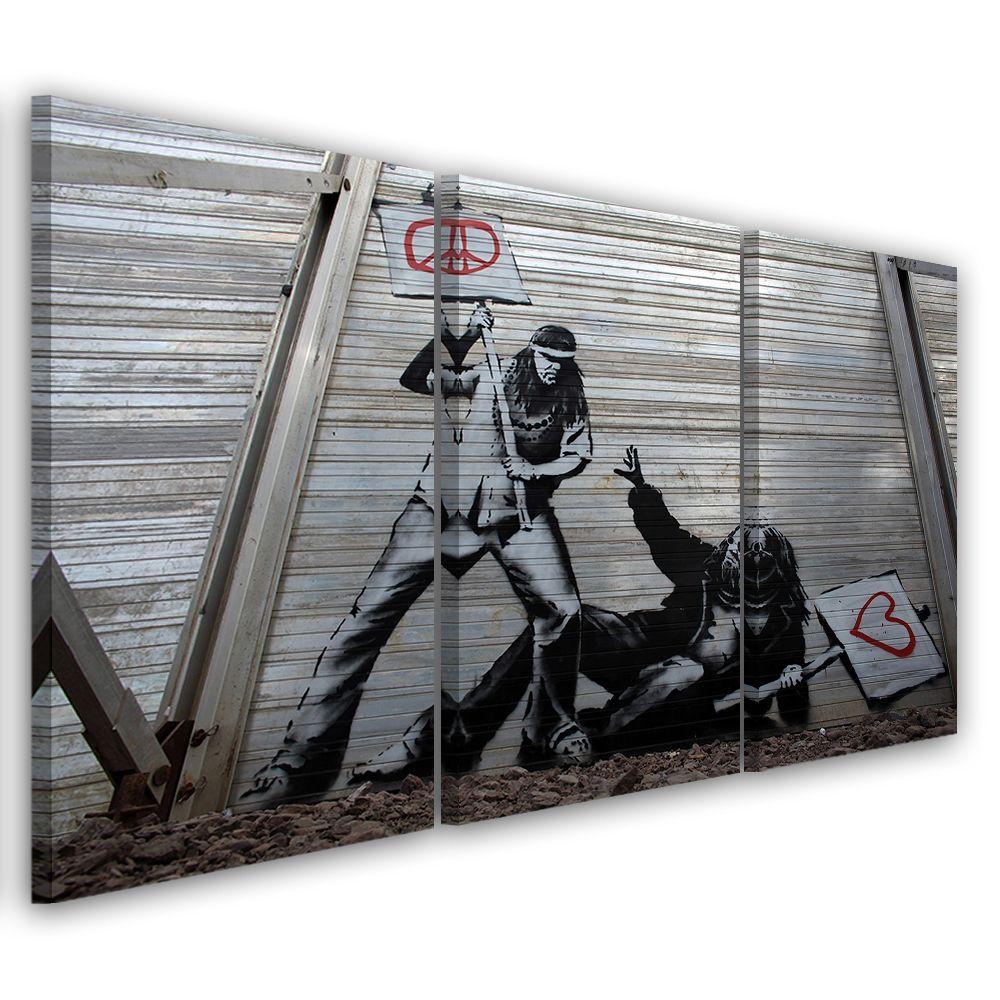 3 stykke lærredstryk, Banksy lærredstryk Street Art