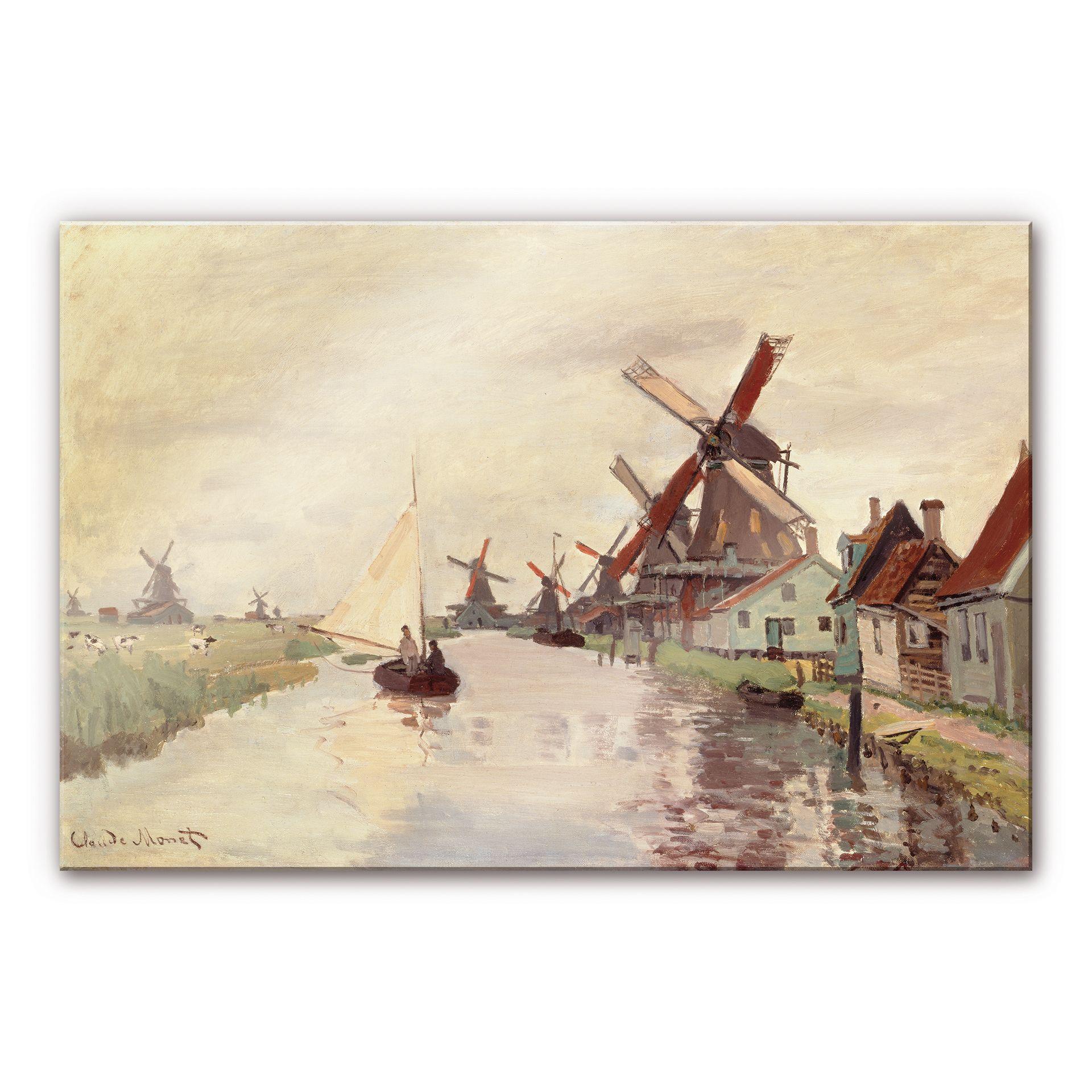Tableau en verre acrylique - Monet - Paysage hollandais avec moulins à vent