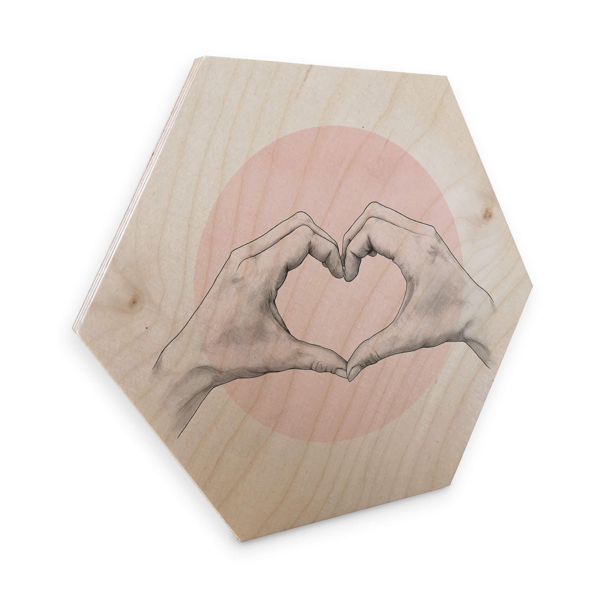 Hexagone - Placage bois de bouleau Graves - Main en coeur