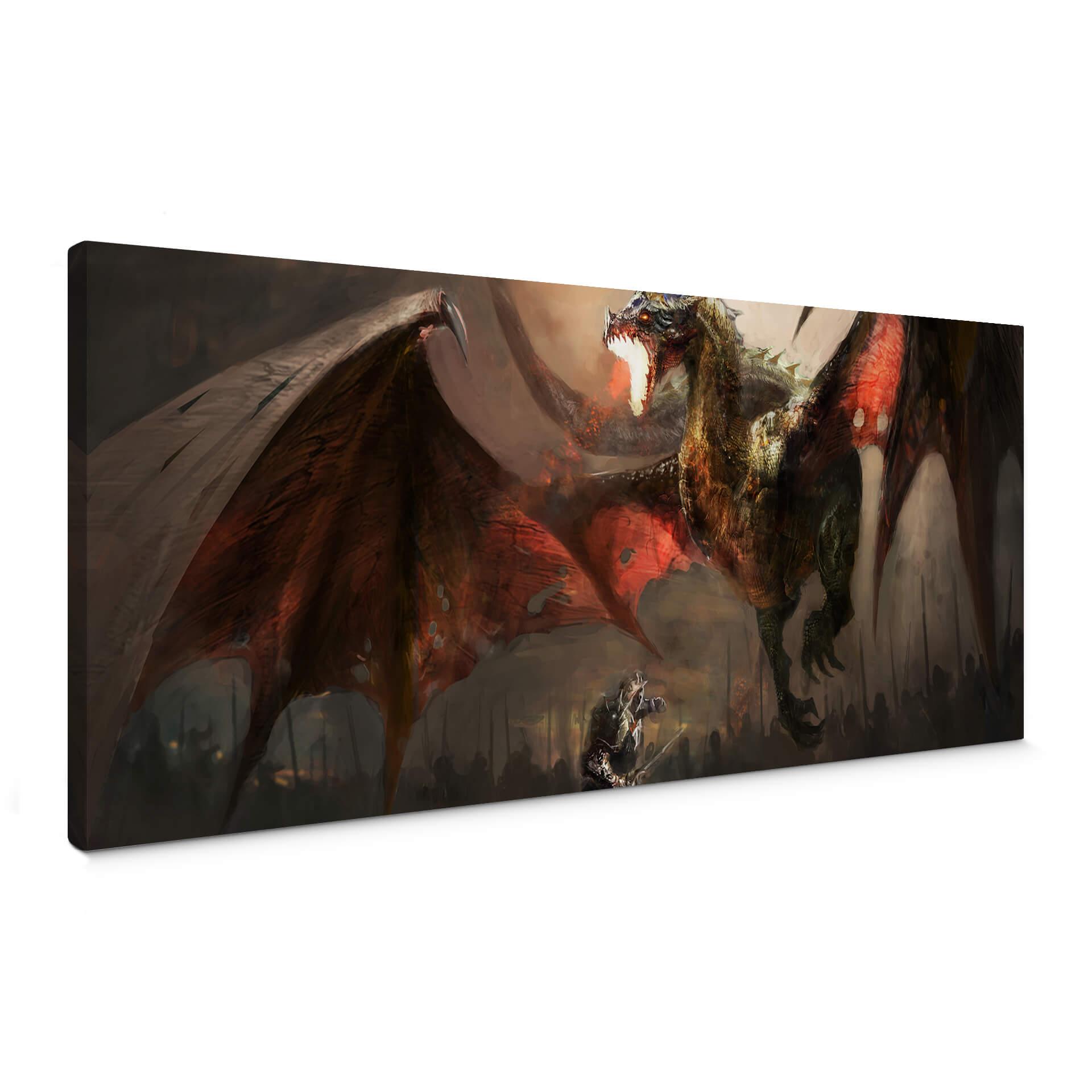 Tableau sur toile Combat de dragon - Panorama