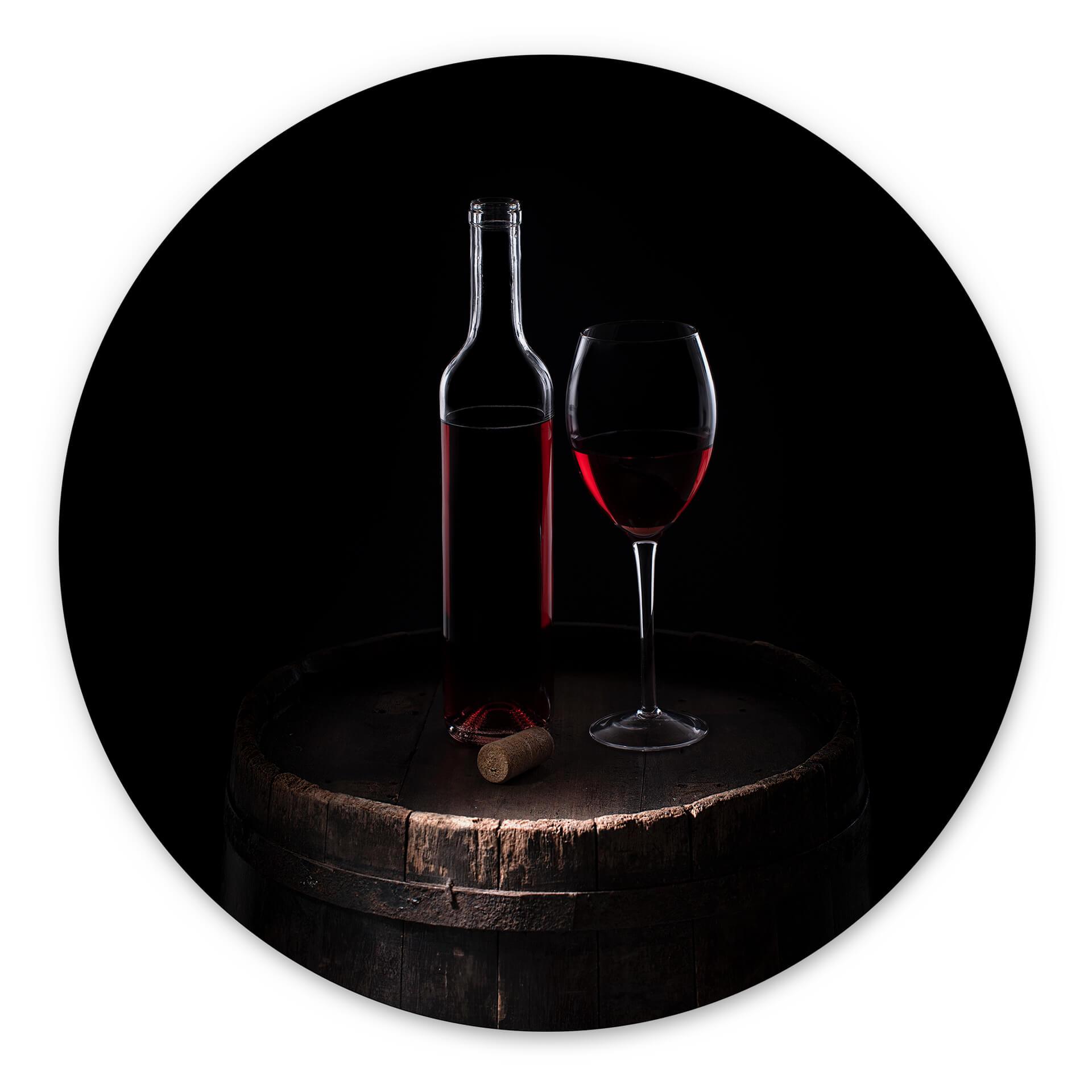 Tableau sur alu-Dibond rond Perfoncio - vin rouge pour connaisseurs