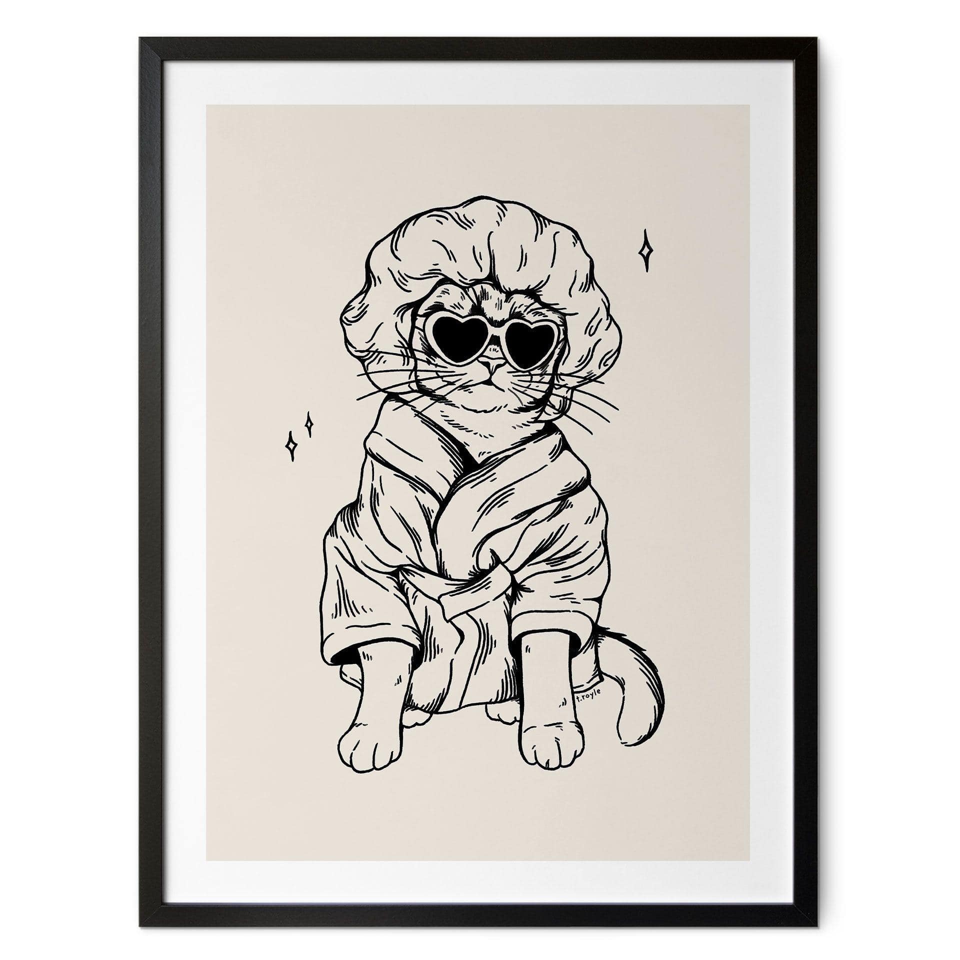 Póster Gato relajado con gafas de corazón - Royle