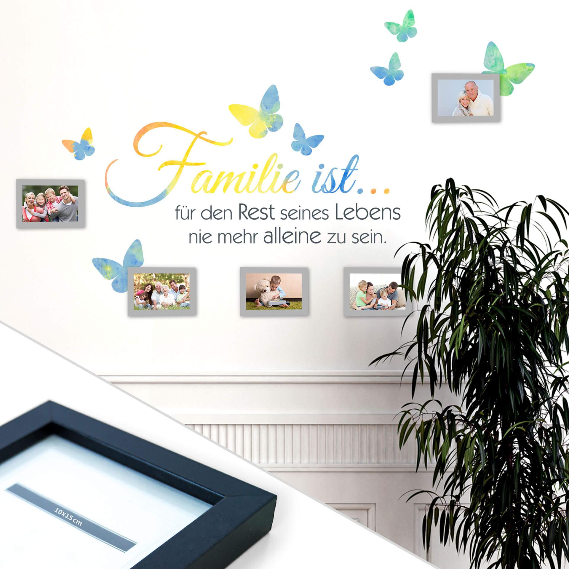 Sticker mural - Aquarelle - La famille c'est... incl. 5 cadres photos
