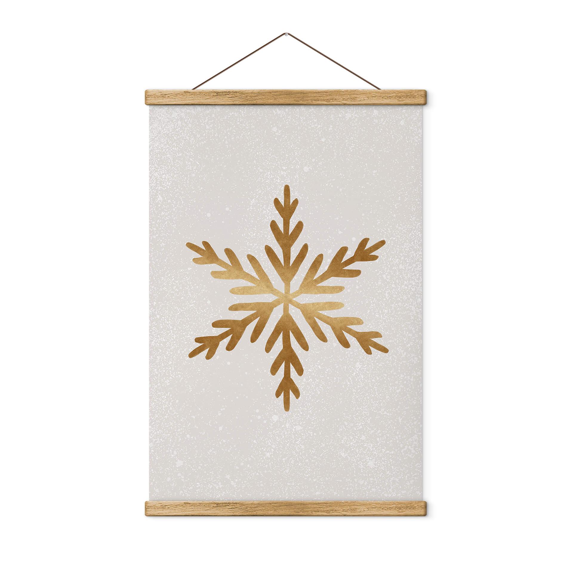 Póster de tela de Navidad - Copo de nieve dorado - Orara Studio