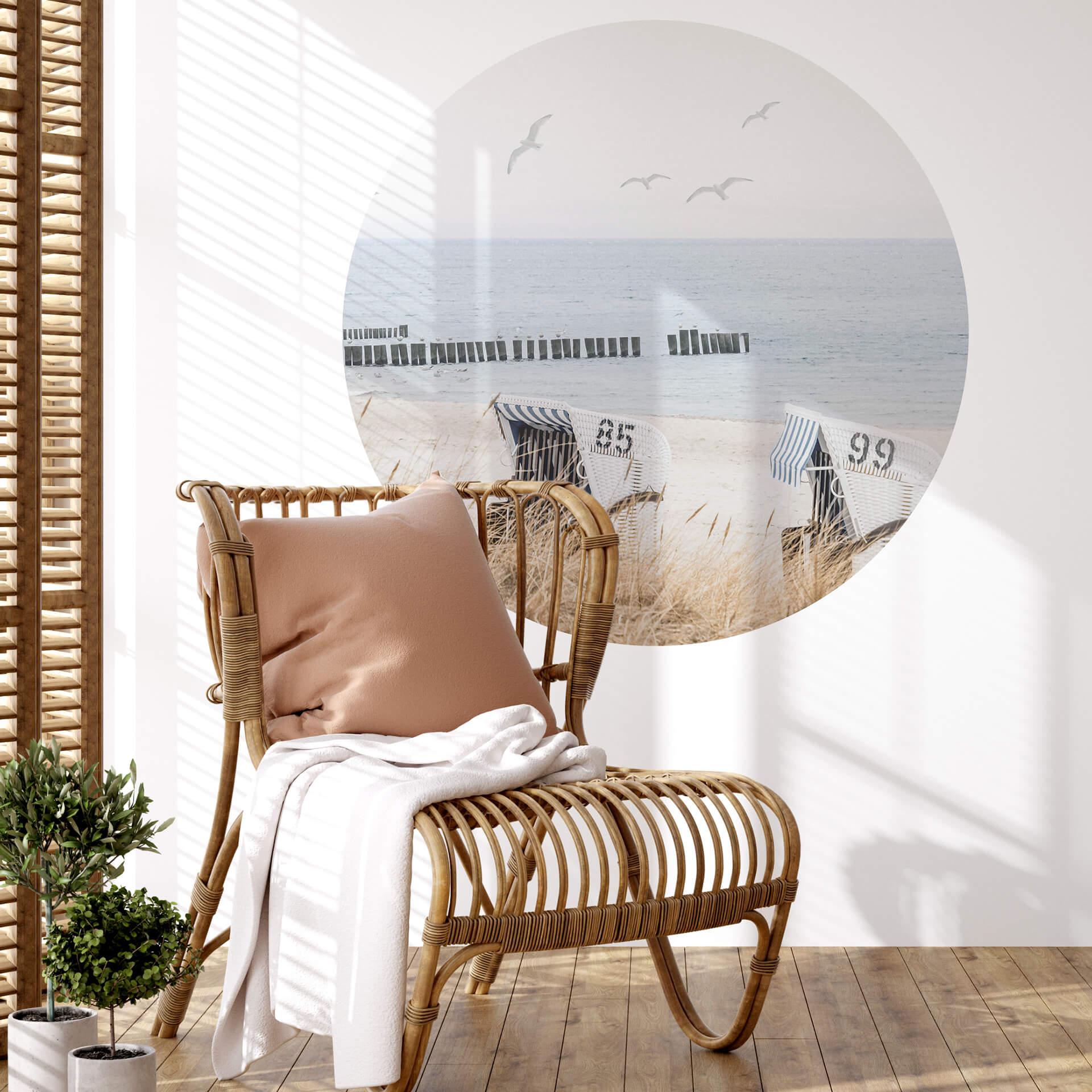 Wallsticker strand med havudsigt - rund