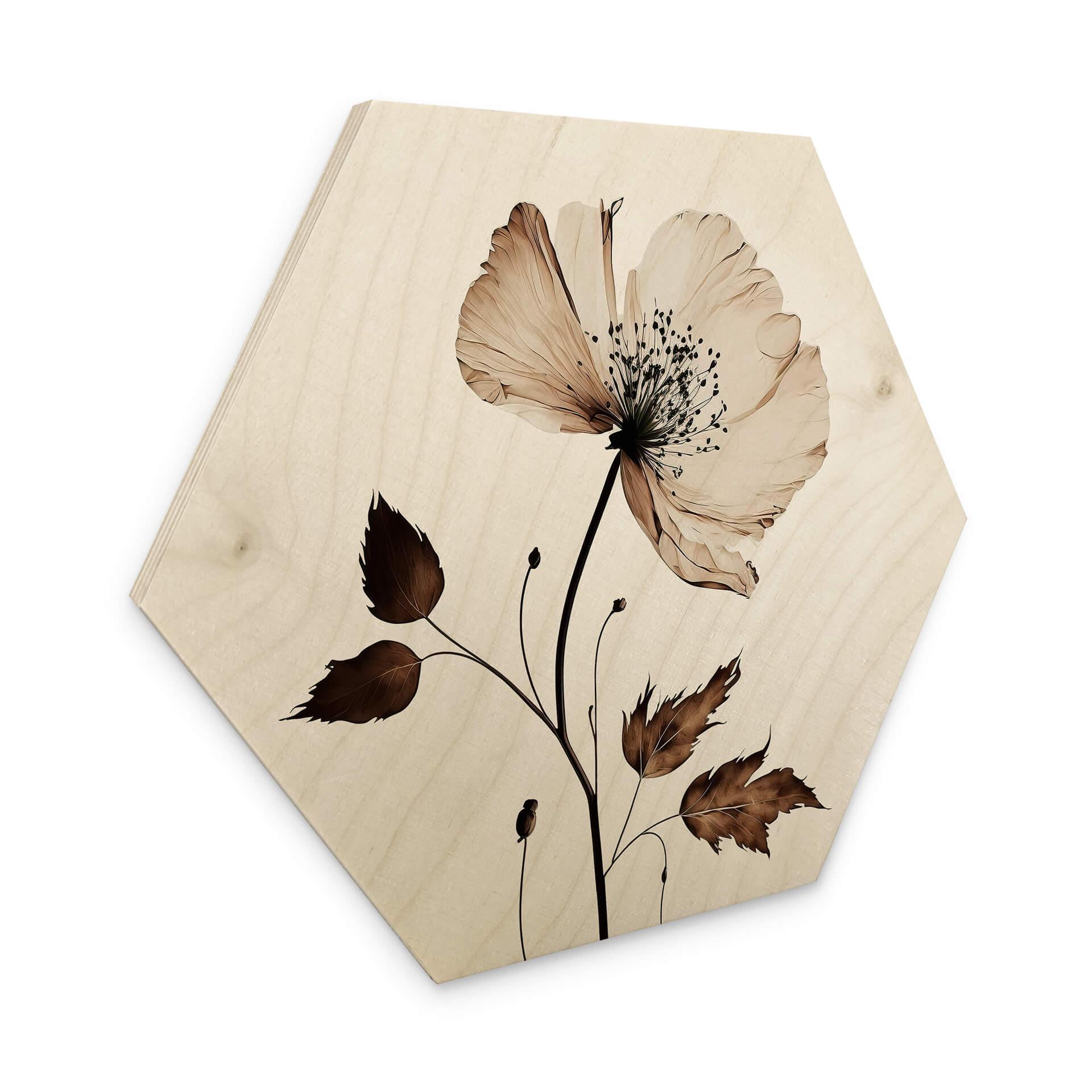 Sekskantet træ Dried Flowers in Cream - Treechild