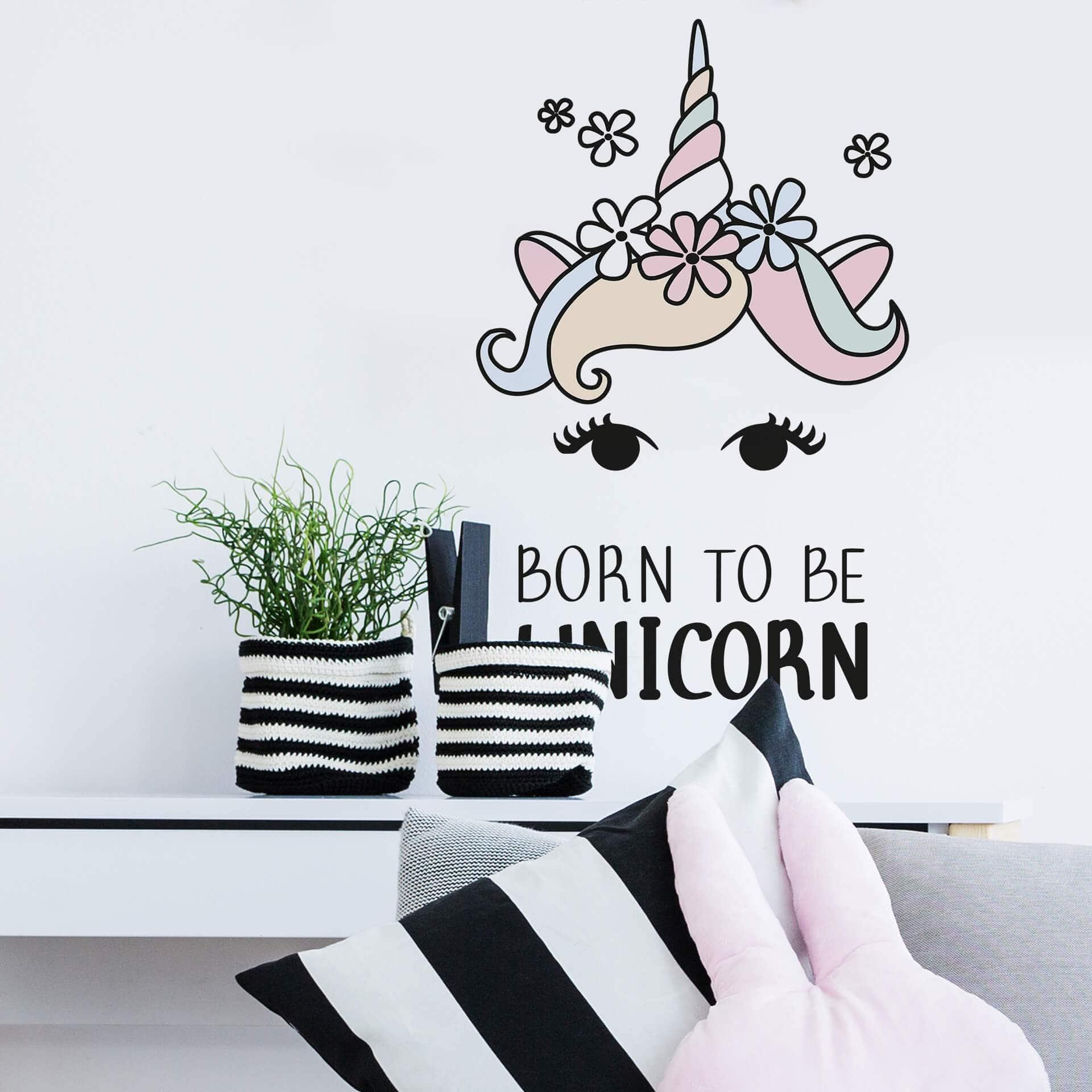 Sticker mural Kvilis - Tête de licorne Born to be Unicorn