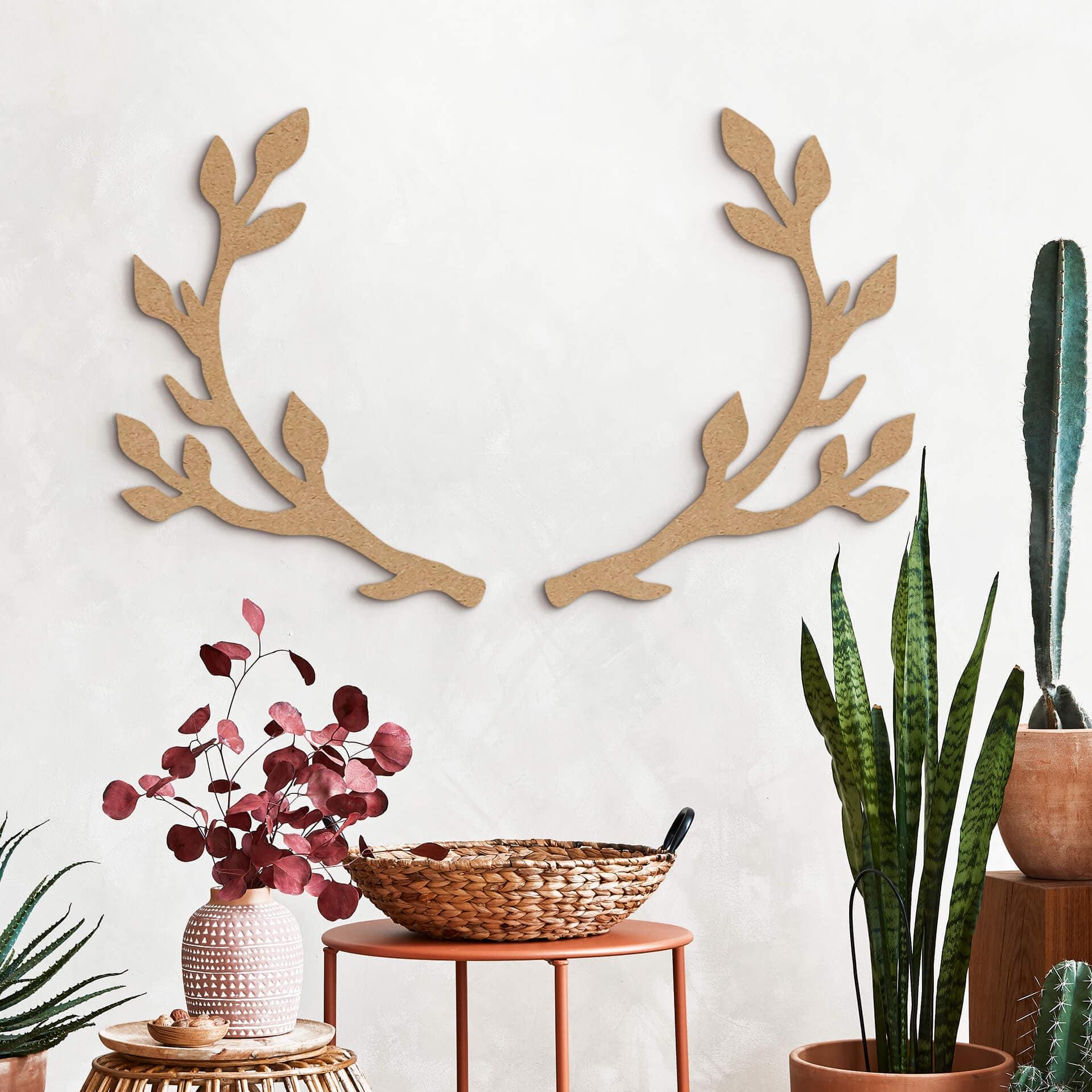 Decoración mural cornamenta de ciervo floral - MDF naturaleza