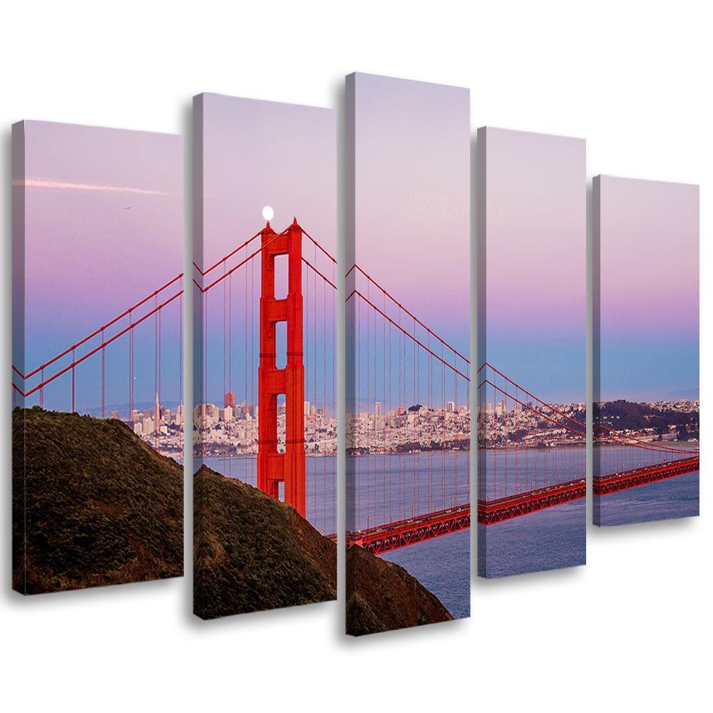 Lærred print 5 styk, Golden Gate Bridge Panorama