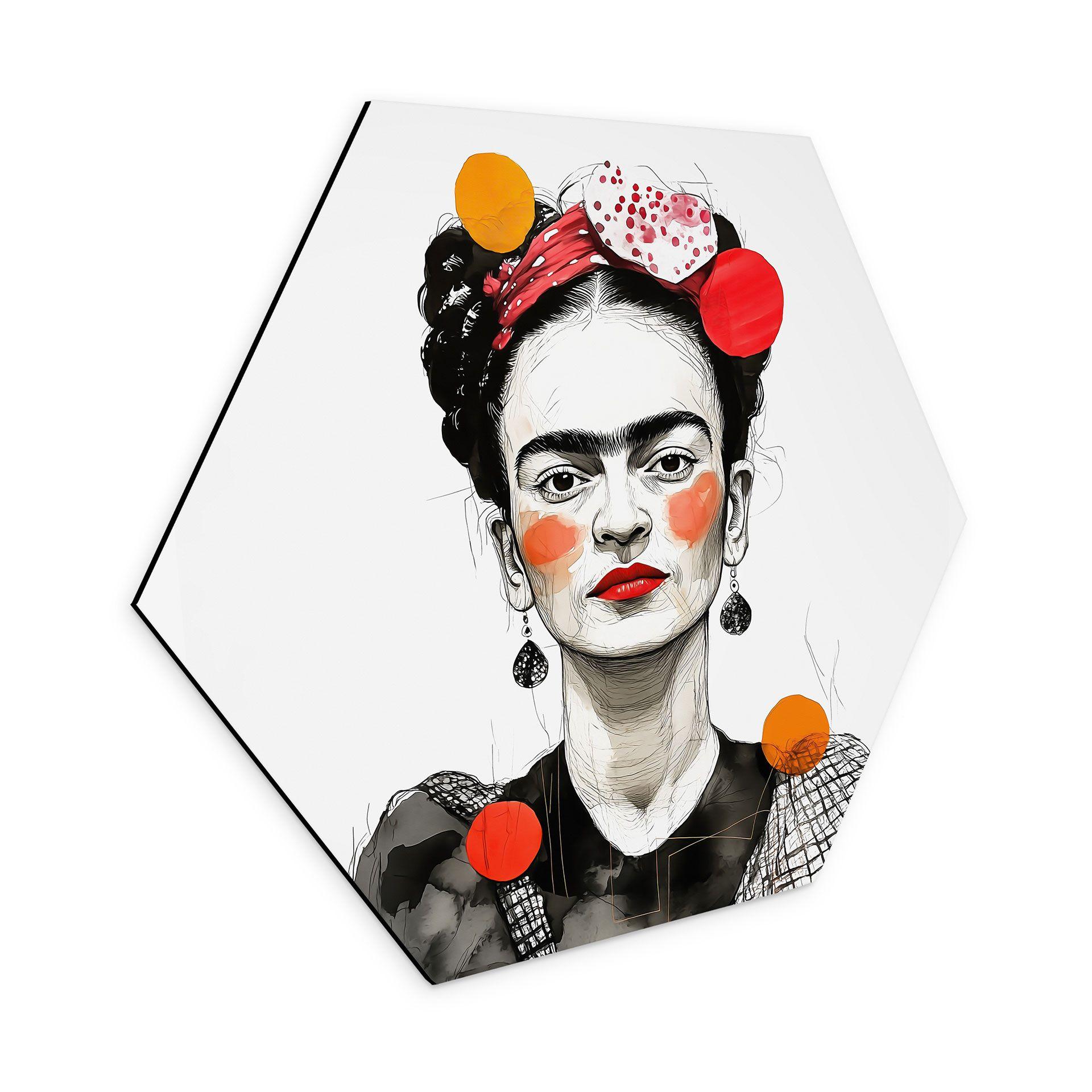 Wanddecoratie Frida Kahlo pop-art portret - Jaszke - aluminium dibond
