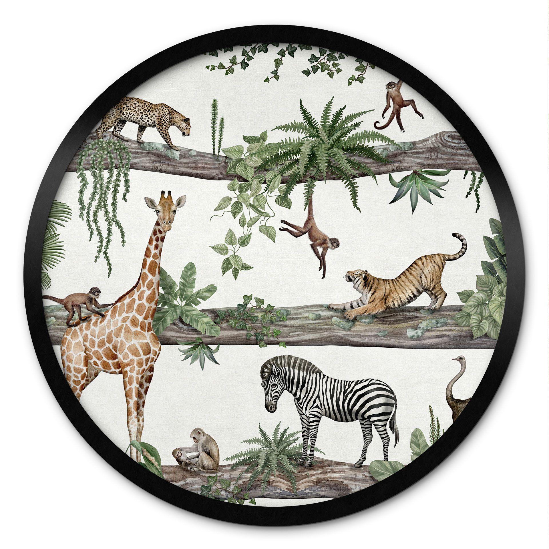 Póster Animales africanos en la jungla - Kikki Belle - Redondo