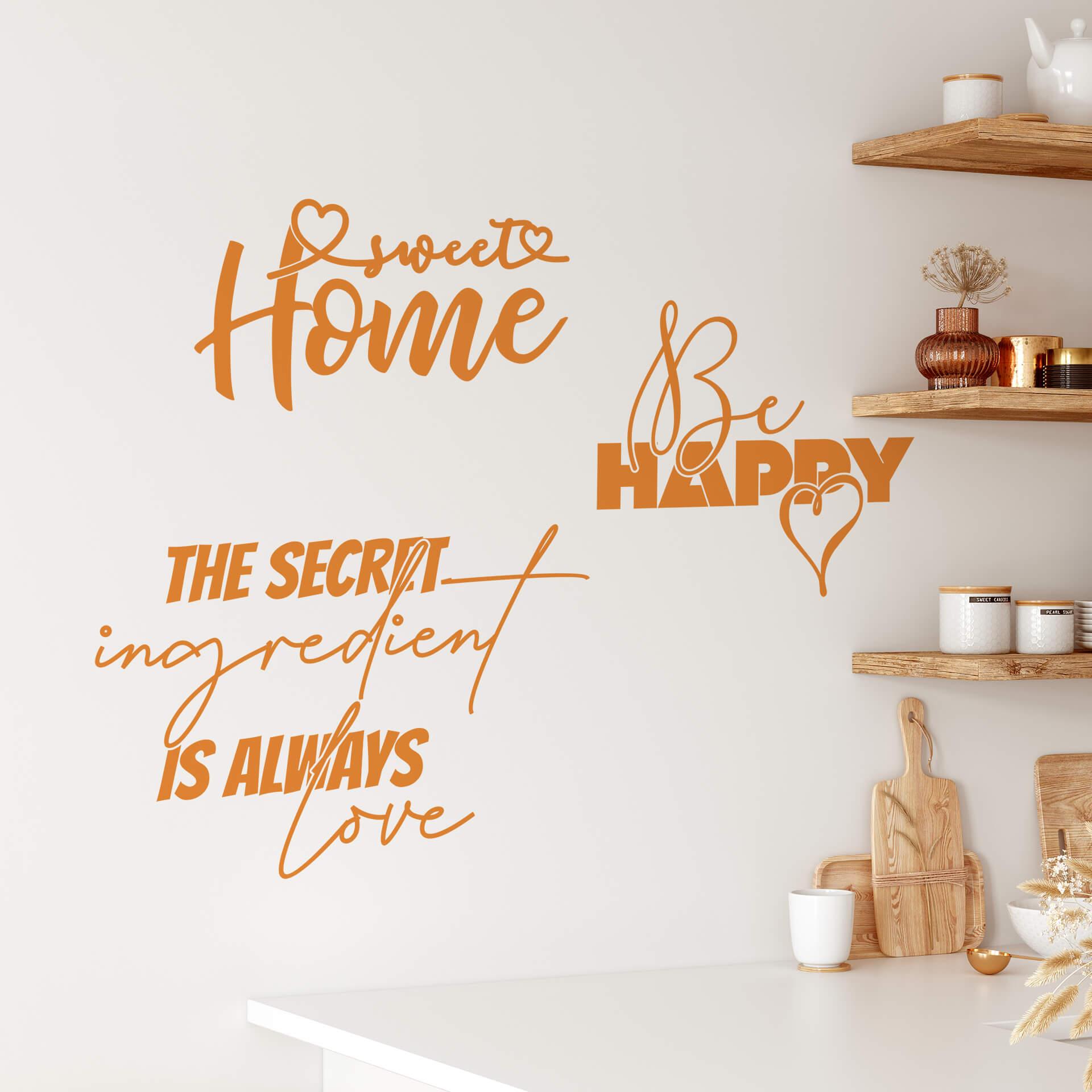 Sticker mural citation Home & Love (3 parties)