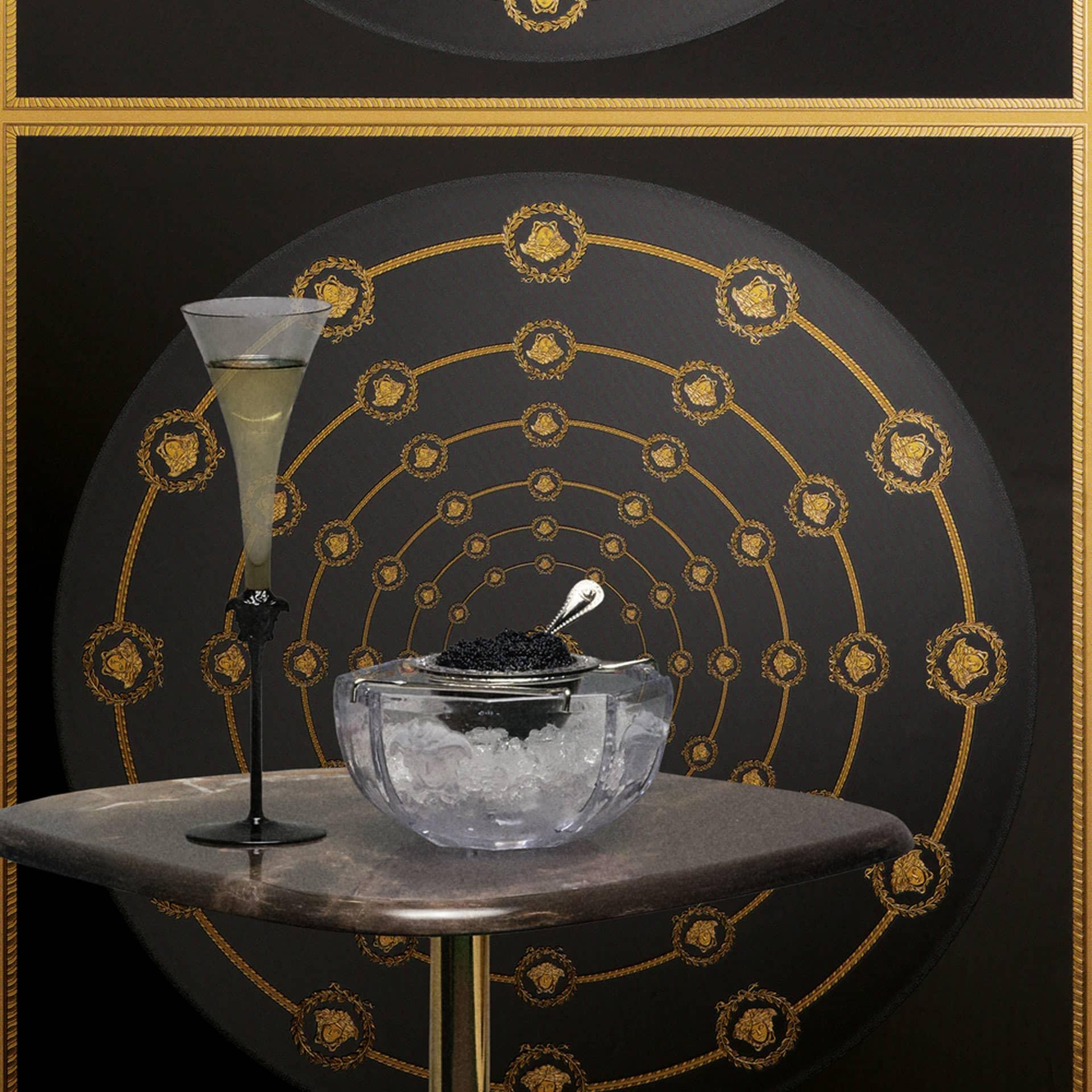 Versace ikke-vævet tapet I Love Baroque Medusa Circles Black Gold luksuriøst