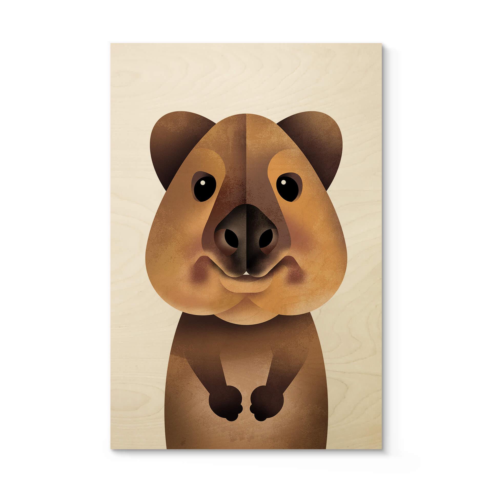 Træplakat Braun - Quokka