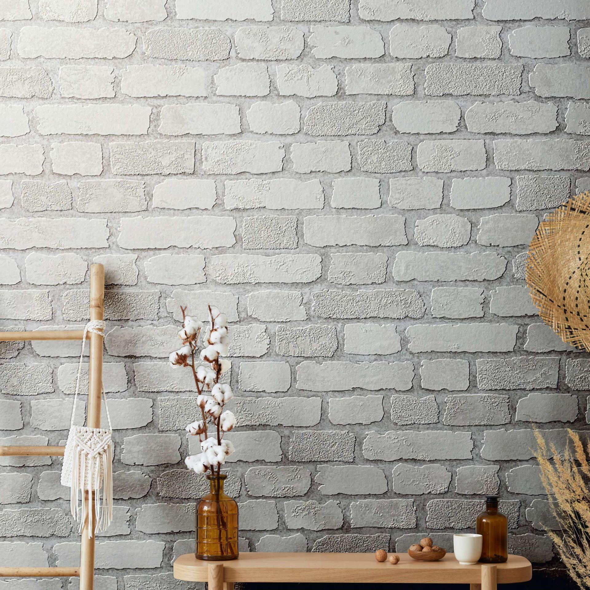 Sten-effekt tapet, hvid non-woven tapet 