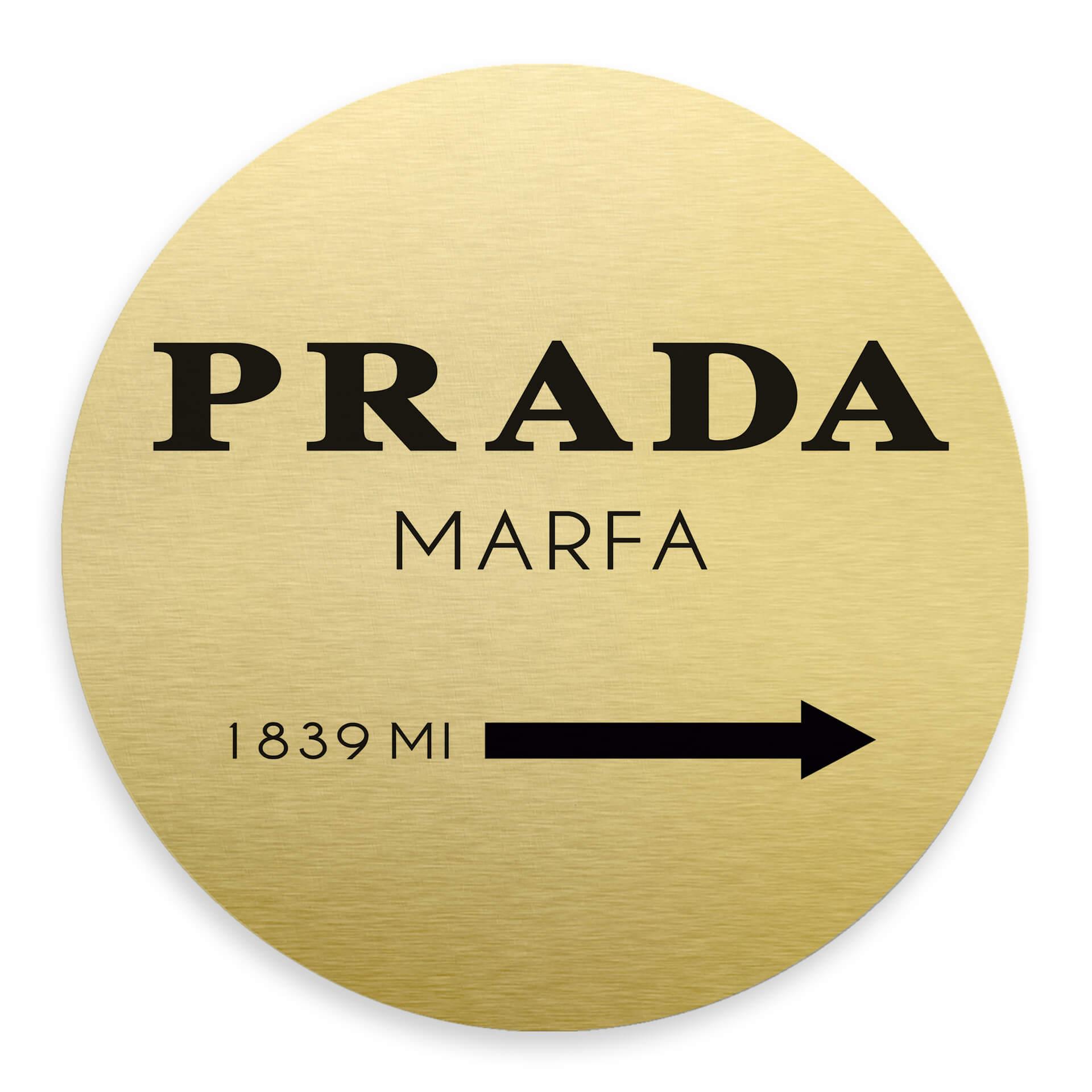 Wandcirkel Alu-Dibond Prada Marfa - goud effect