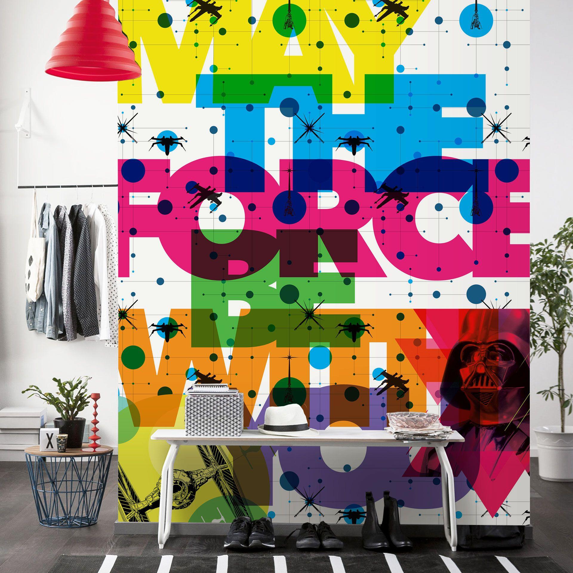Tapetpanel i fleece -  Star Wars Pop Neon Geometrics Vader