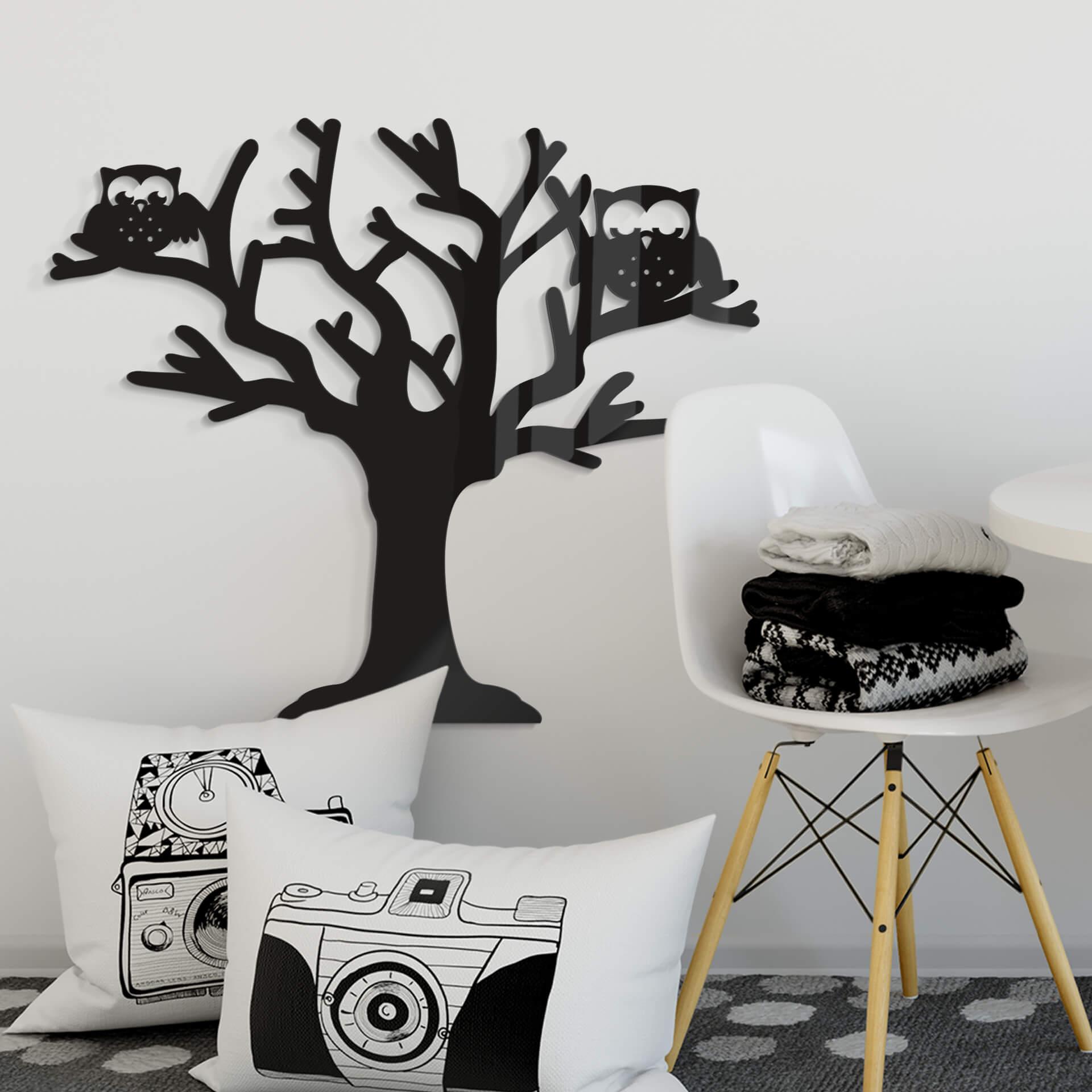 Árbol decorativo acrílico con búhos