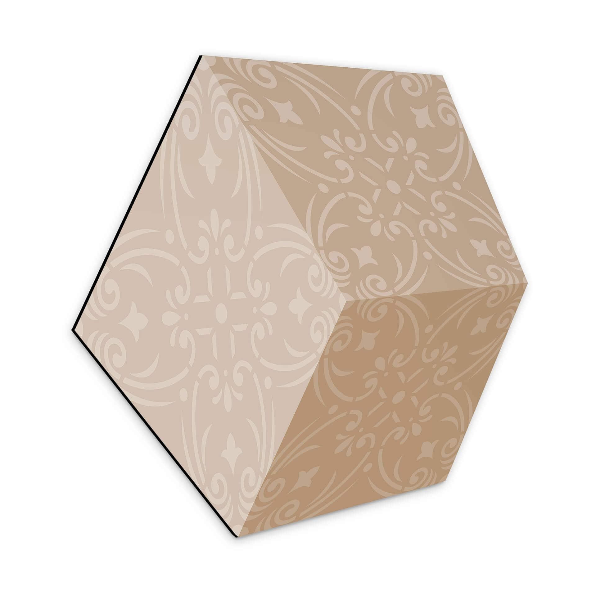 3D Hexagon Alu-Dibond - Brun med mønster