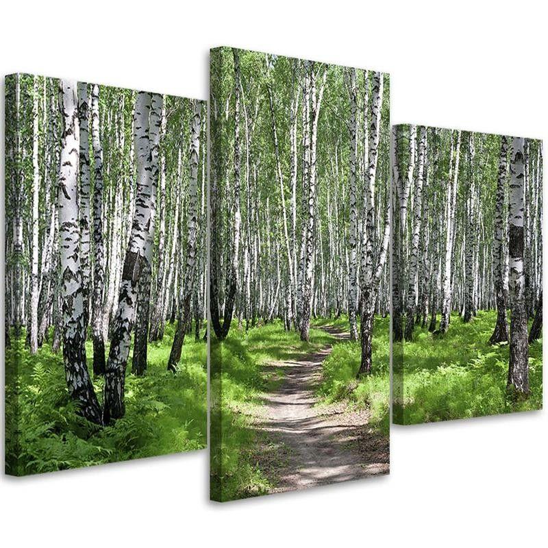 3 stykke lærredstryk, Birch Forest Nature
