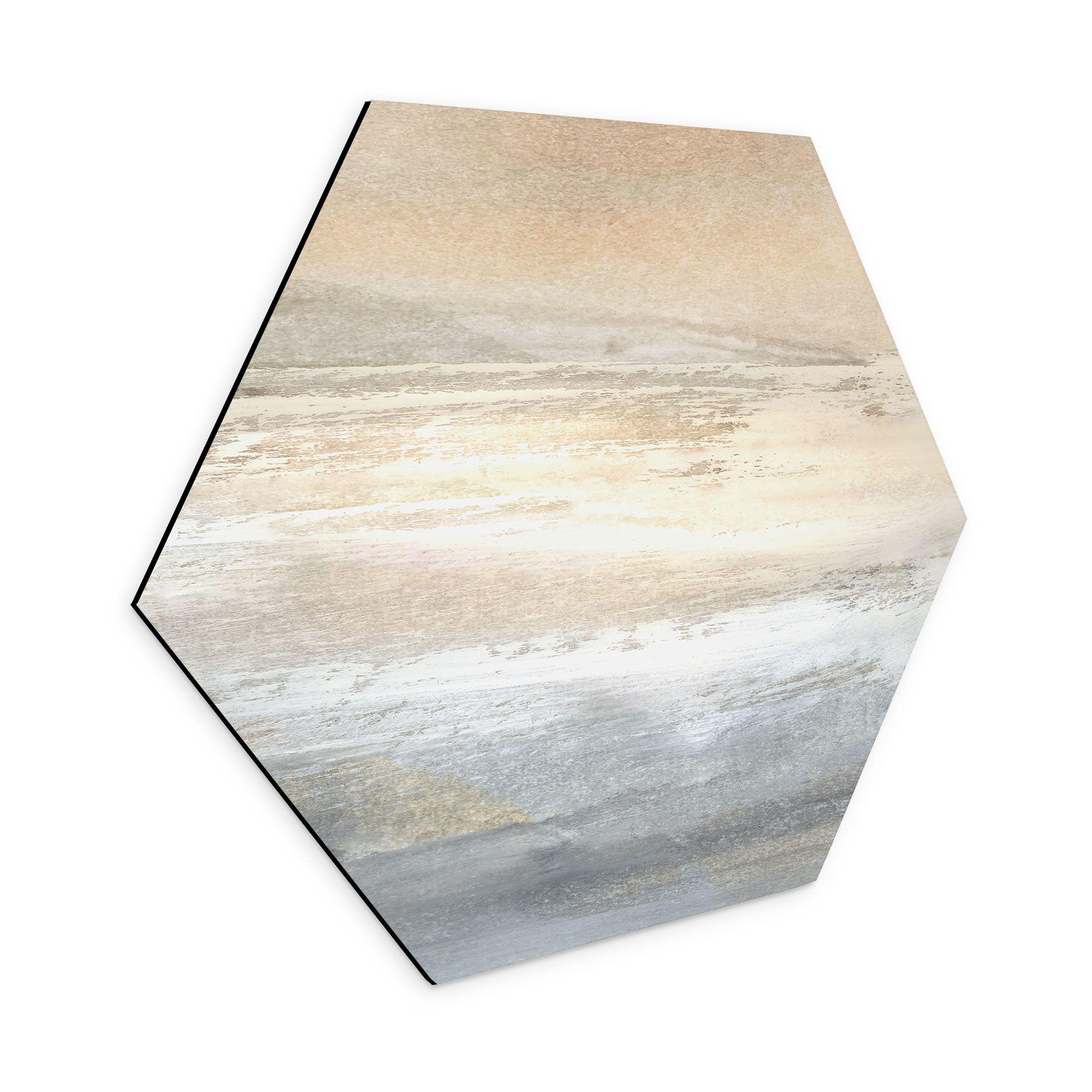 Hexagon Dibond Goudgrijs landschap van penseelstreken - Hobday