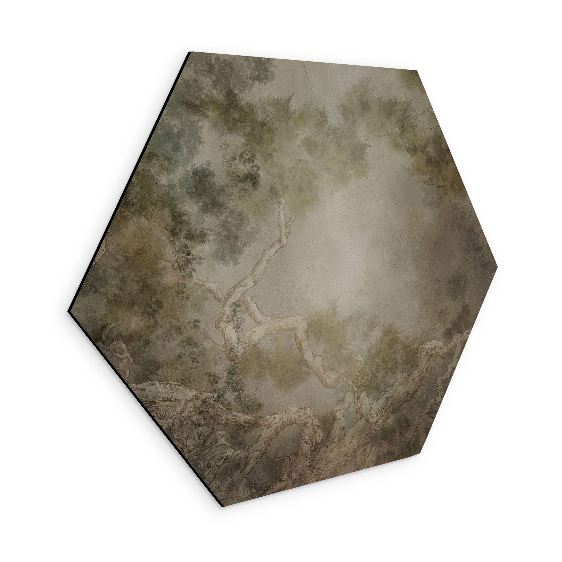 Wanddecoratie bos met zicht in de boomtoppen - Ms Tiff - Alu-Dibond