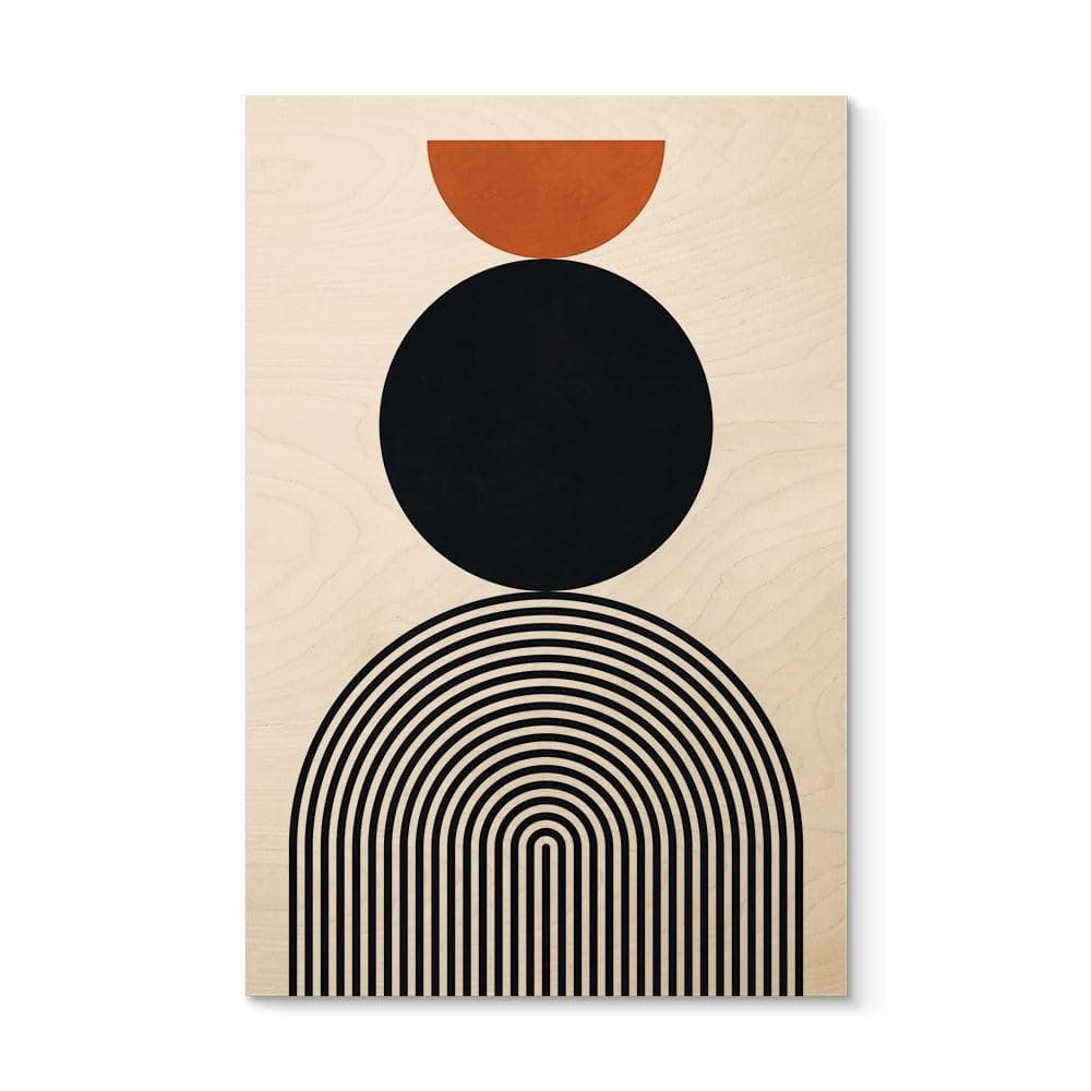 Cuadro de madera Líneas y círculos abstractos en armonía - Costa